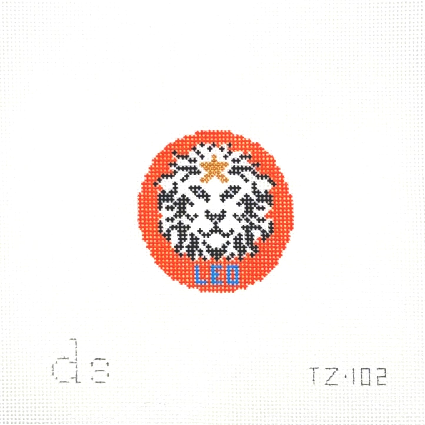 Doolittle Stitchery Leo Tag Hand Painted Needlepoint Canvas