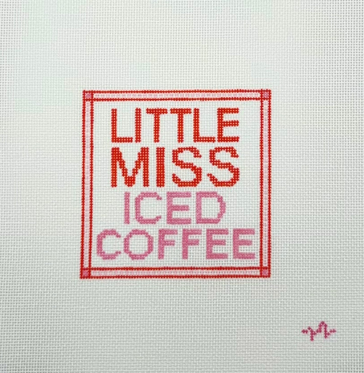 Code Thread Needlepoint Little Miss Iced Coffee Hand Painted Needlepoint Canvas