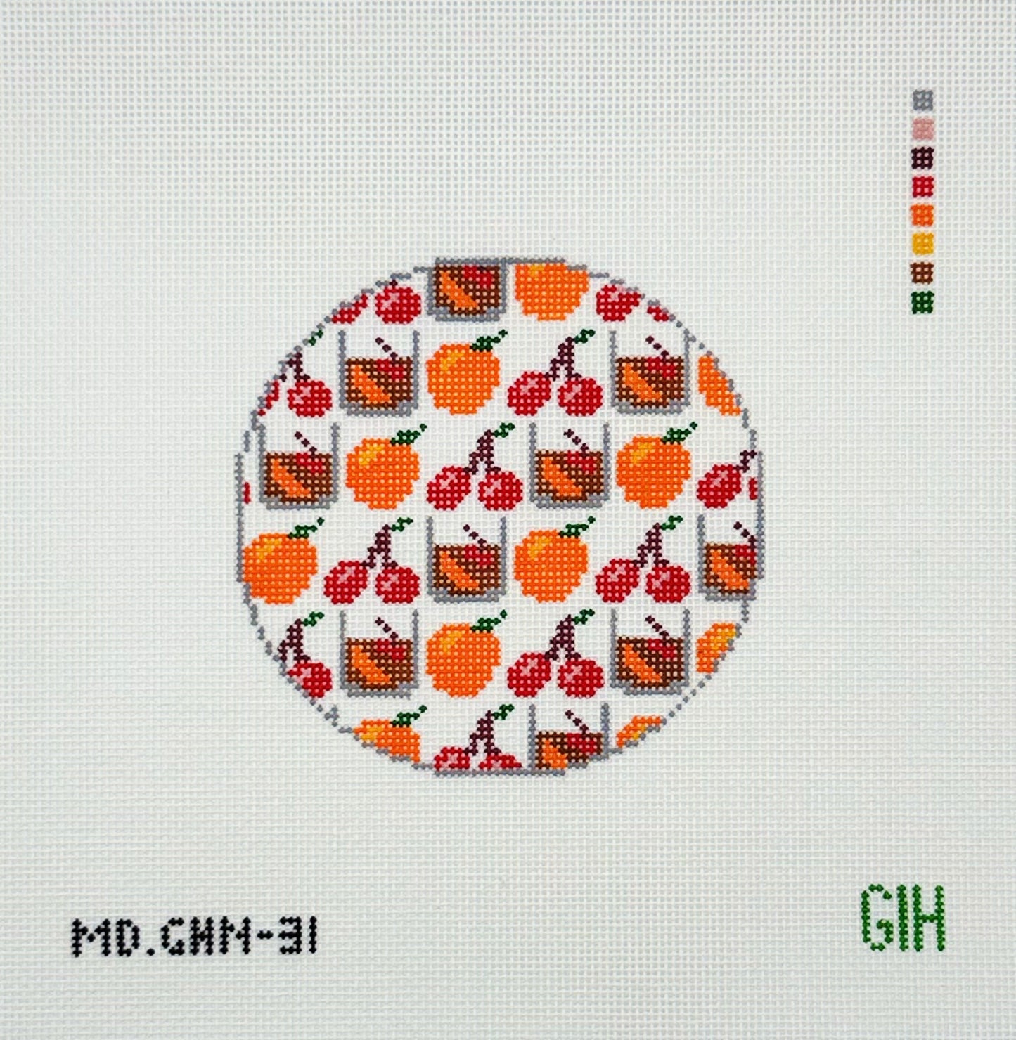Green Heart Needlepoint for Mopsey Designs Old Fashioned Round Coaster Needlepoint Canvas