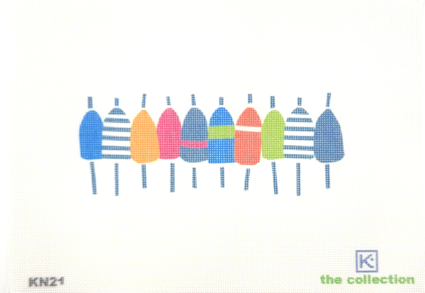 Kate Nelligan for The Collection Designs Multi Colored Buoys Printed Needlepoint Canvas