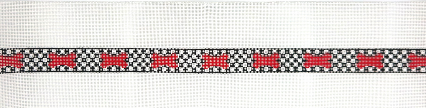 Susan Roberts Needlepoint Bones on Checks Collar Hand Painted Needlepoint Canvas