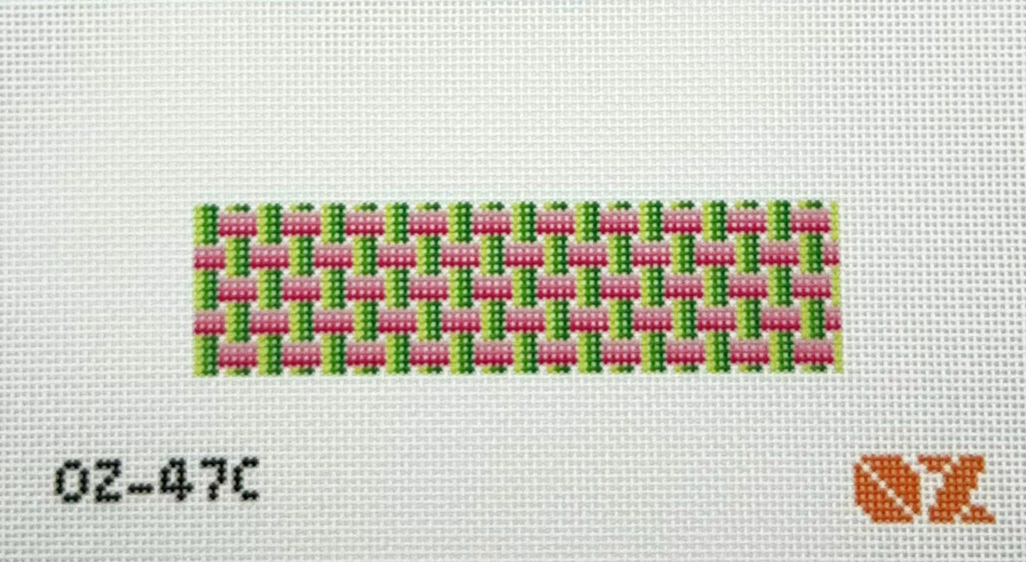 Oz Needle and Thread Green and Pink Ombre Basketweave Fob Needlepoint Canvas