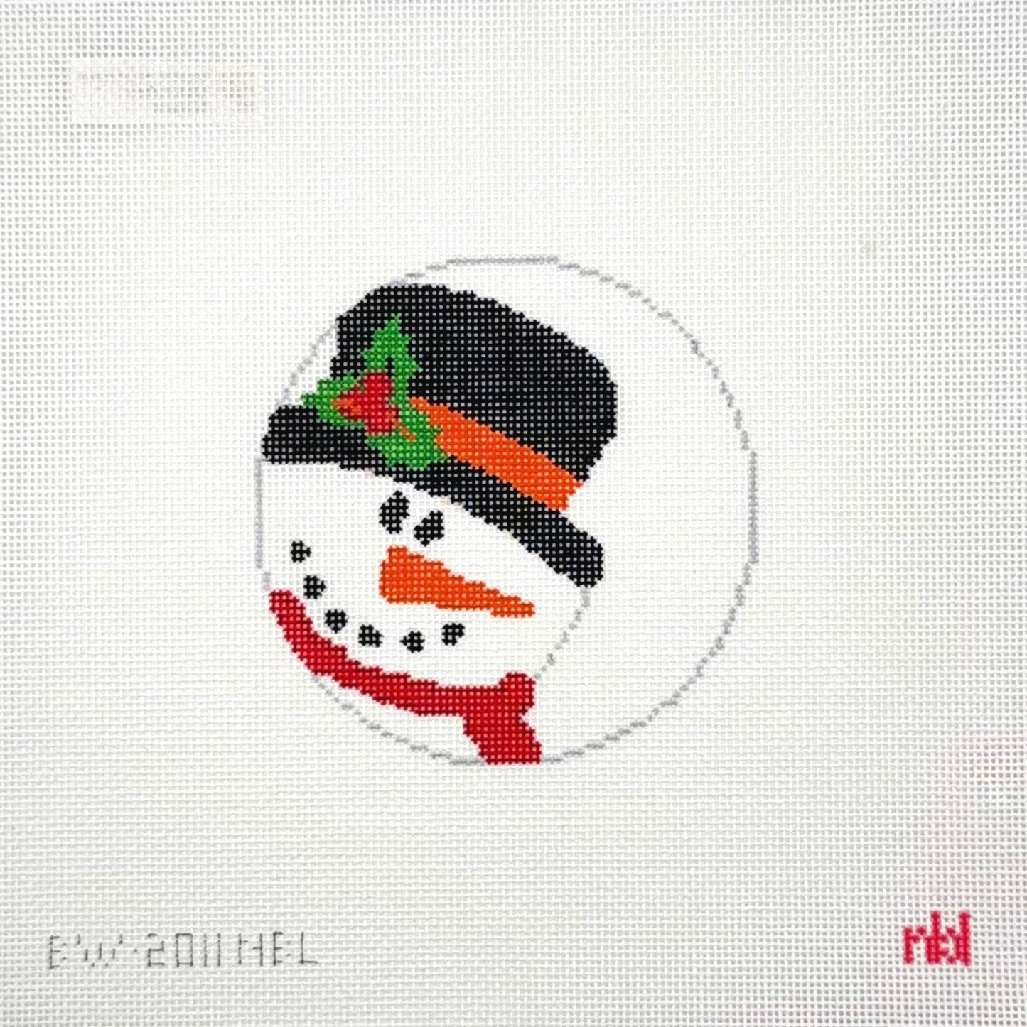 Needlepoint by Laura for Blue Waters Needlepoint Profile Snowman Ornament Needlepoint Canvas