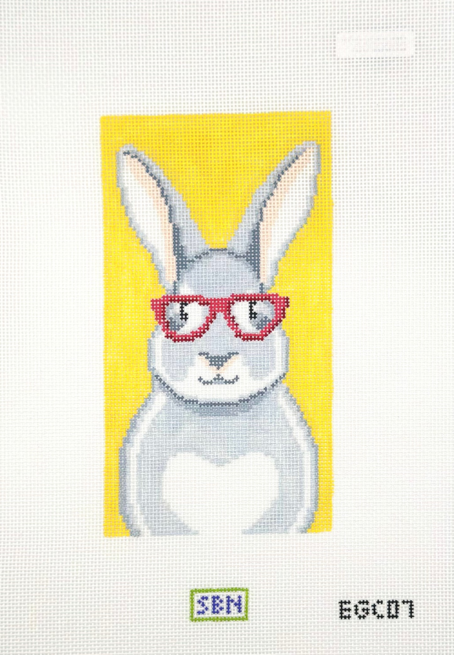 Susan Battle Needlepoint Bunny with Glasses Hand Painted Needlepoint Canvas