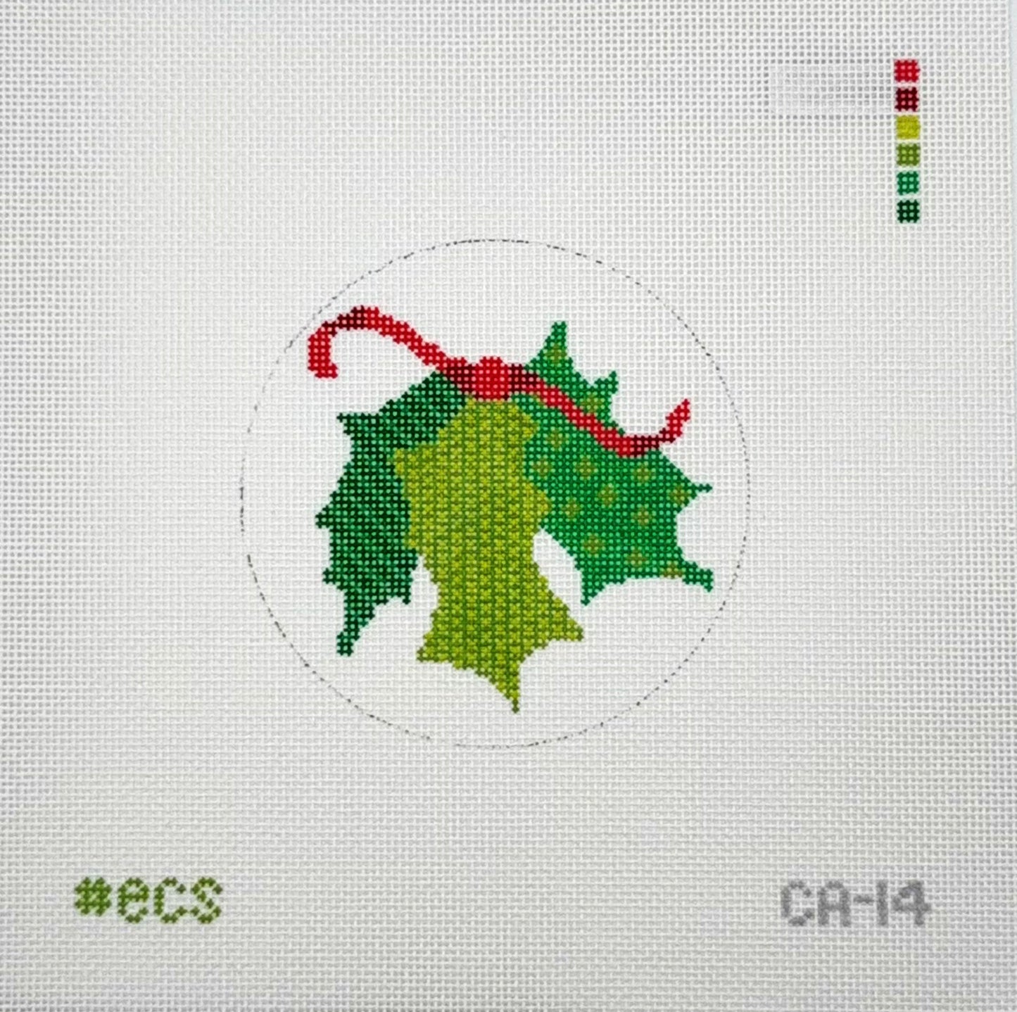 ECS Design Card Art Ornament Holly Needepoint Canvas
