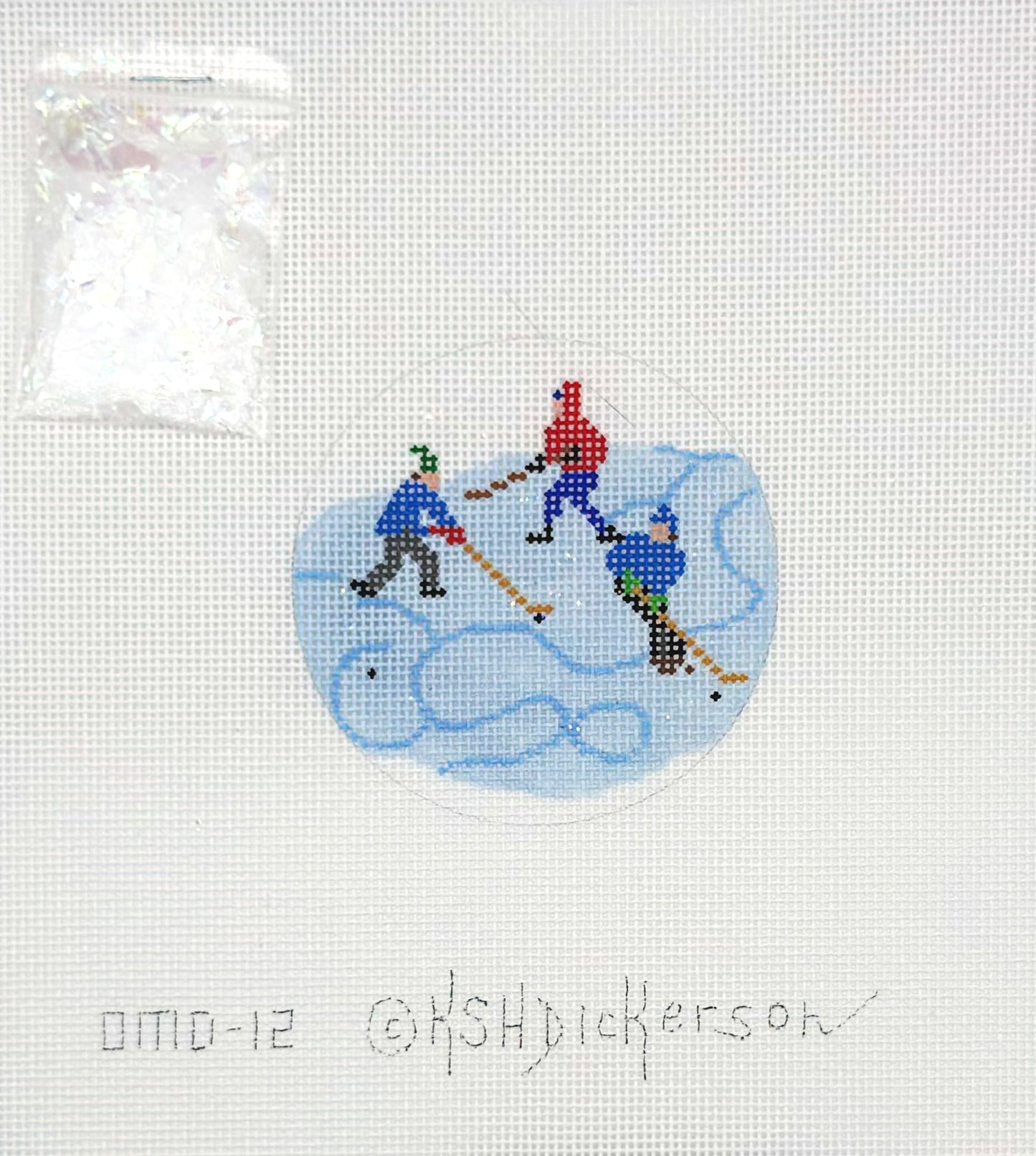 Kate Dickerson Hockey Domed Ornament Hand Painted Needlepoint Canvas