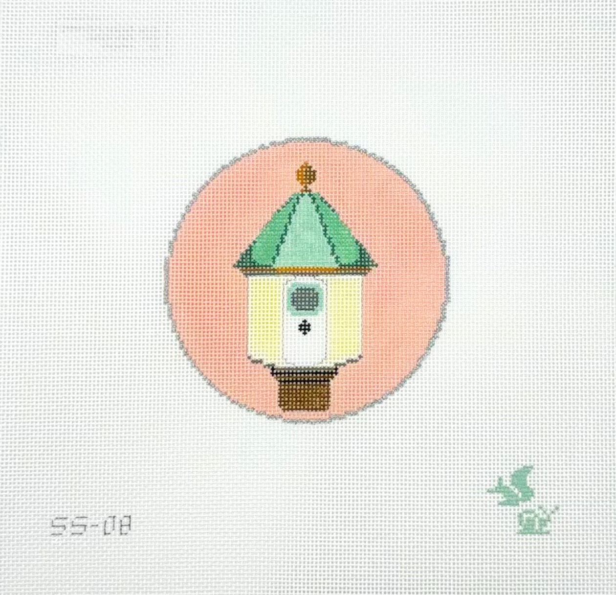 The Squirrel and The Snail for The Gingham Stitchery Garden Icons Birdhouse Needlepoint Canvas