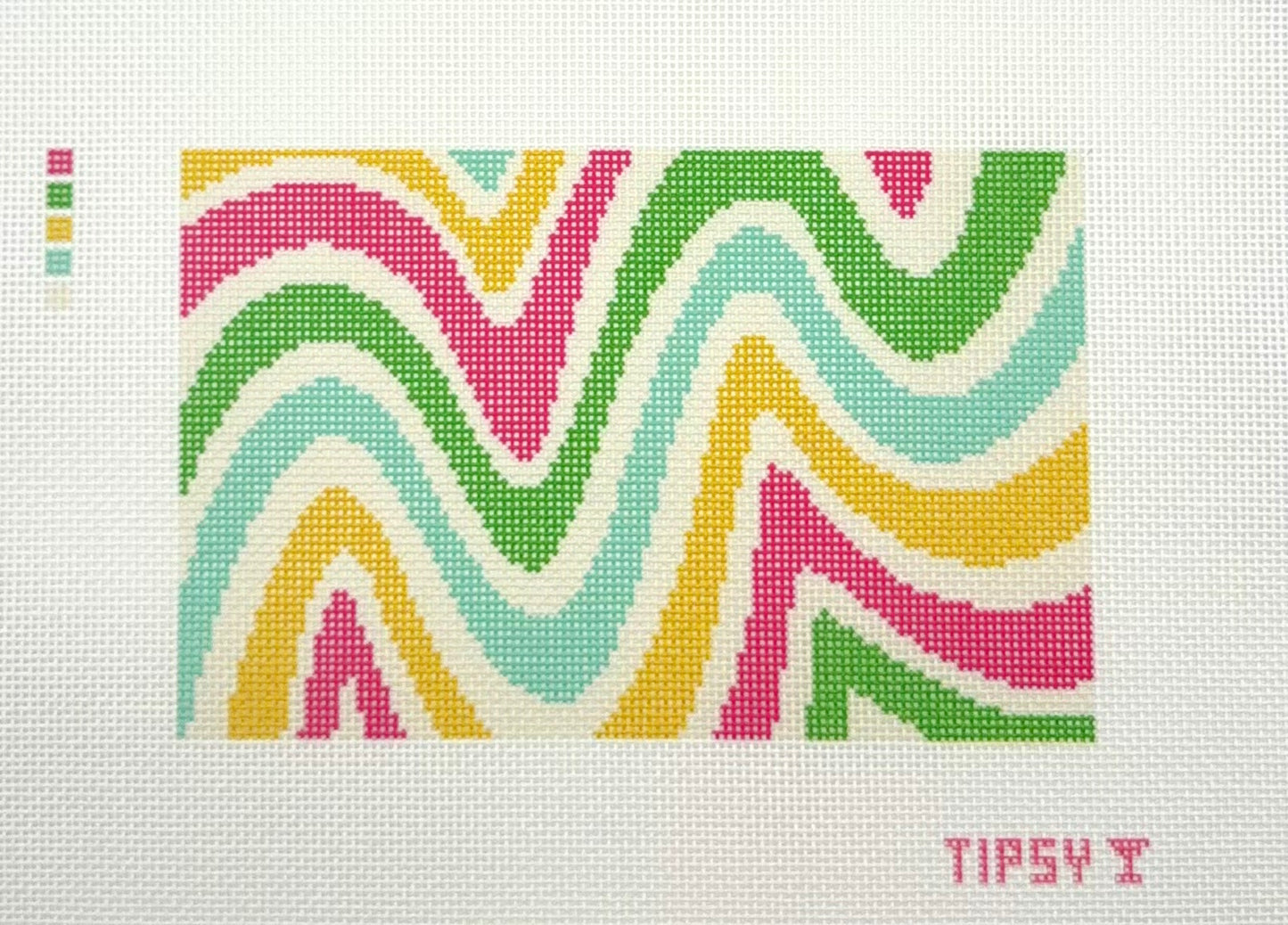 Threaded and Tipsy Vibrant Waves Clutch or Insert Hand Painted Needlepoint Canvas
