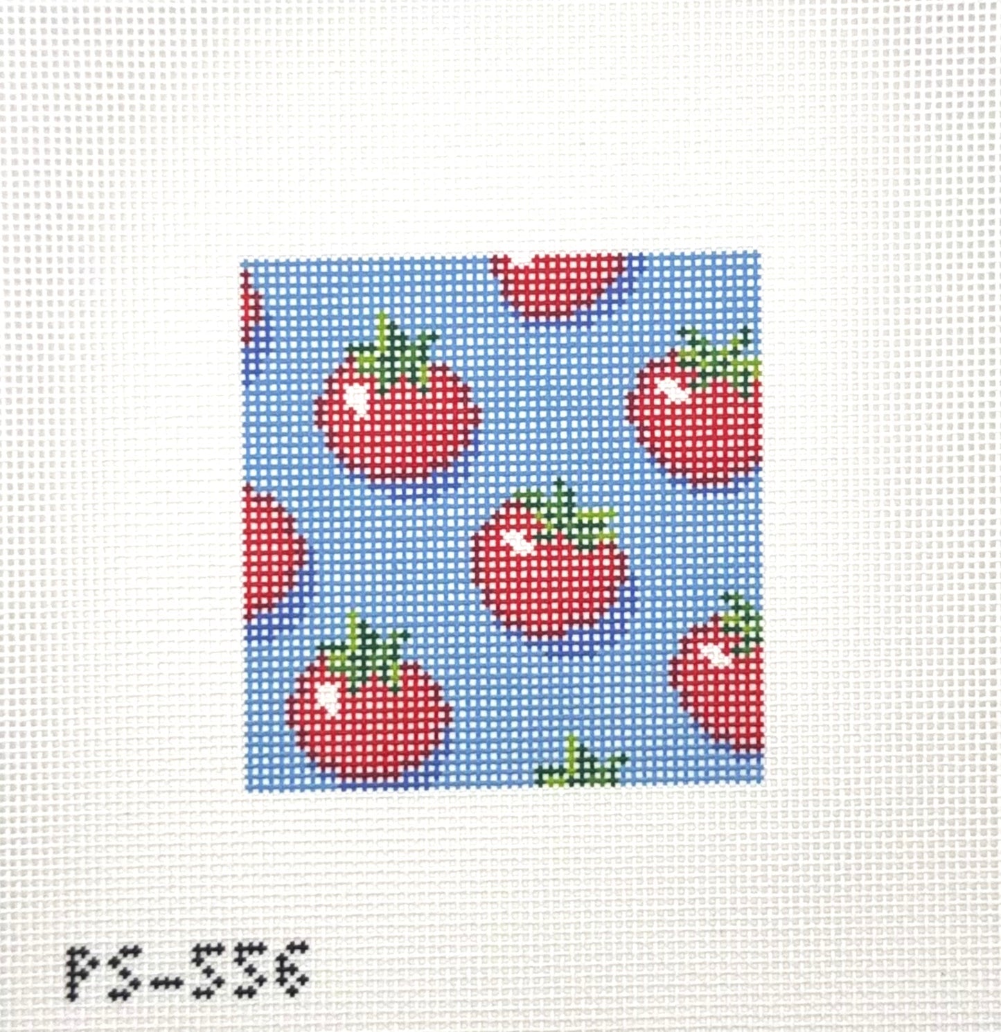 The Painted Stitch Cherry Tomato Coaster Hand Painted Needlepoint Canvas
