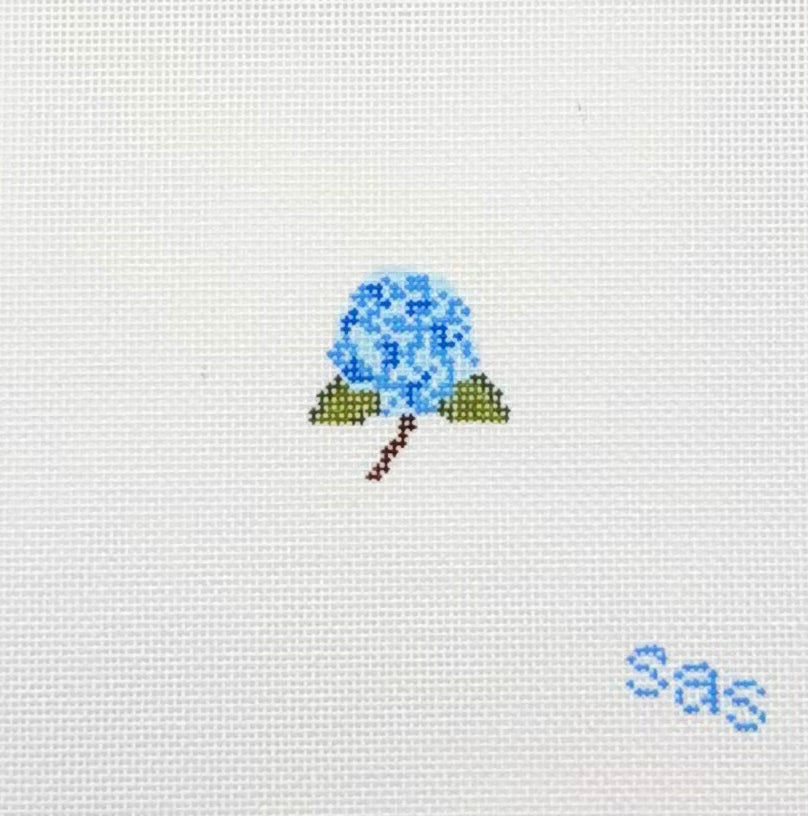 Stitch Avenue Studio Mini Blue Hydrangea Blossom Hand Painted Needlepoint Canvas