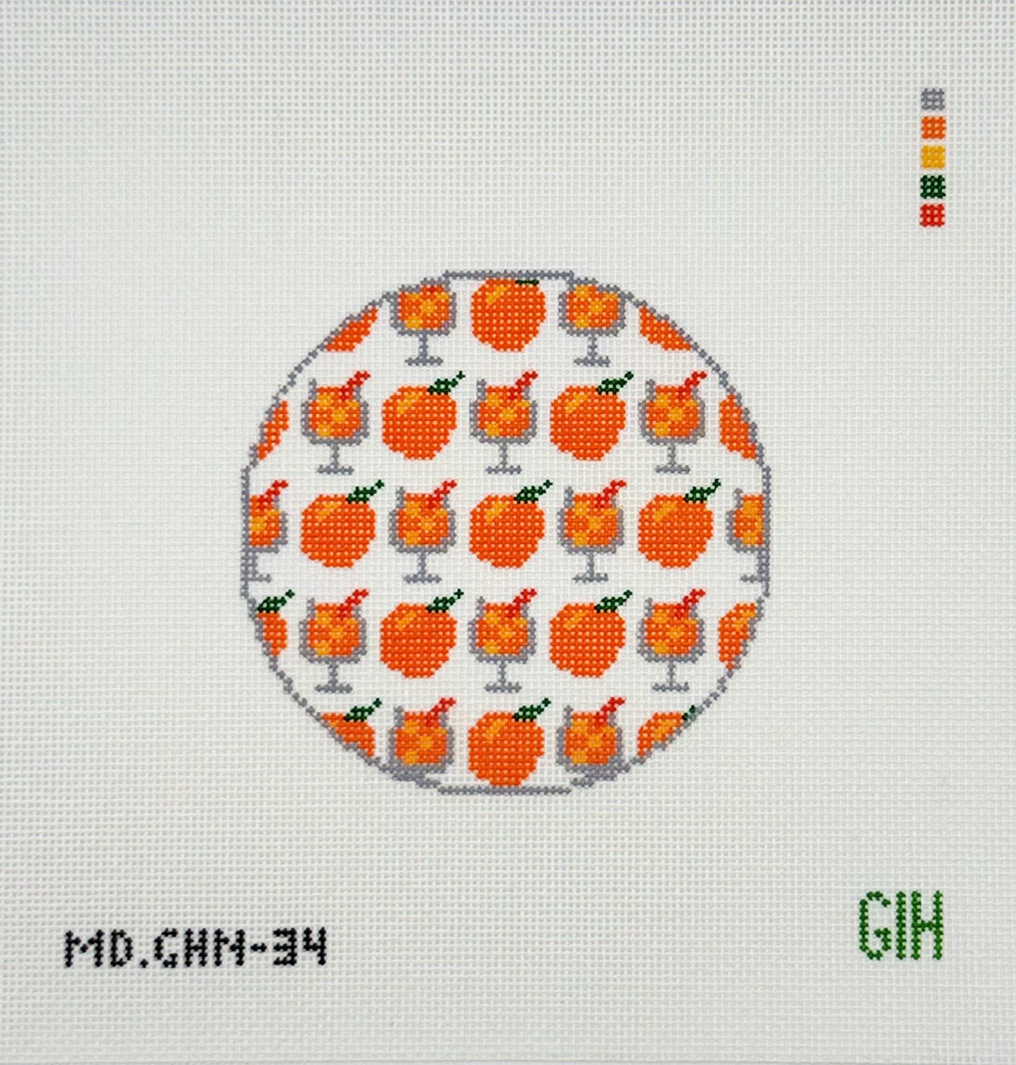 Green Heart Needlepoint for Mopsey Designs Spritz Round Coaster Needlepoint Canvas