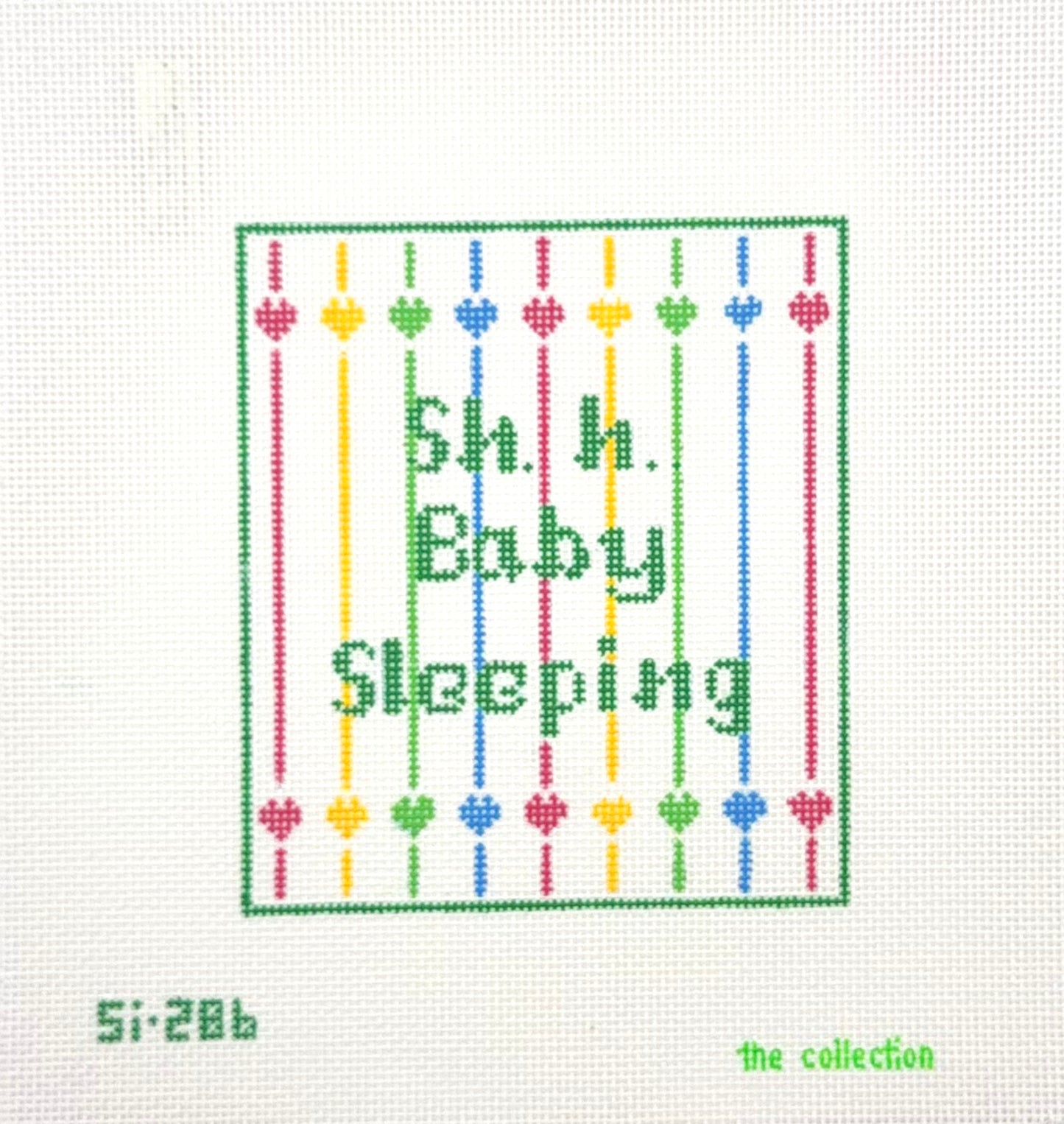 The Collection Designs Shh Baby Sleeping Hearts Hand Painted Needlepoint Canvas