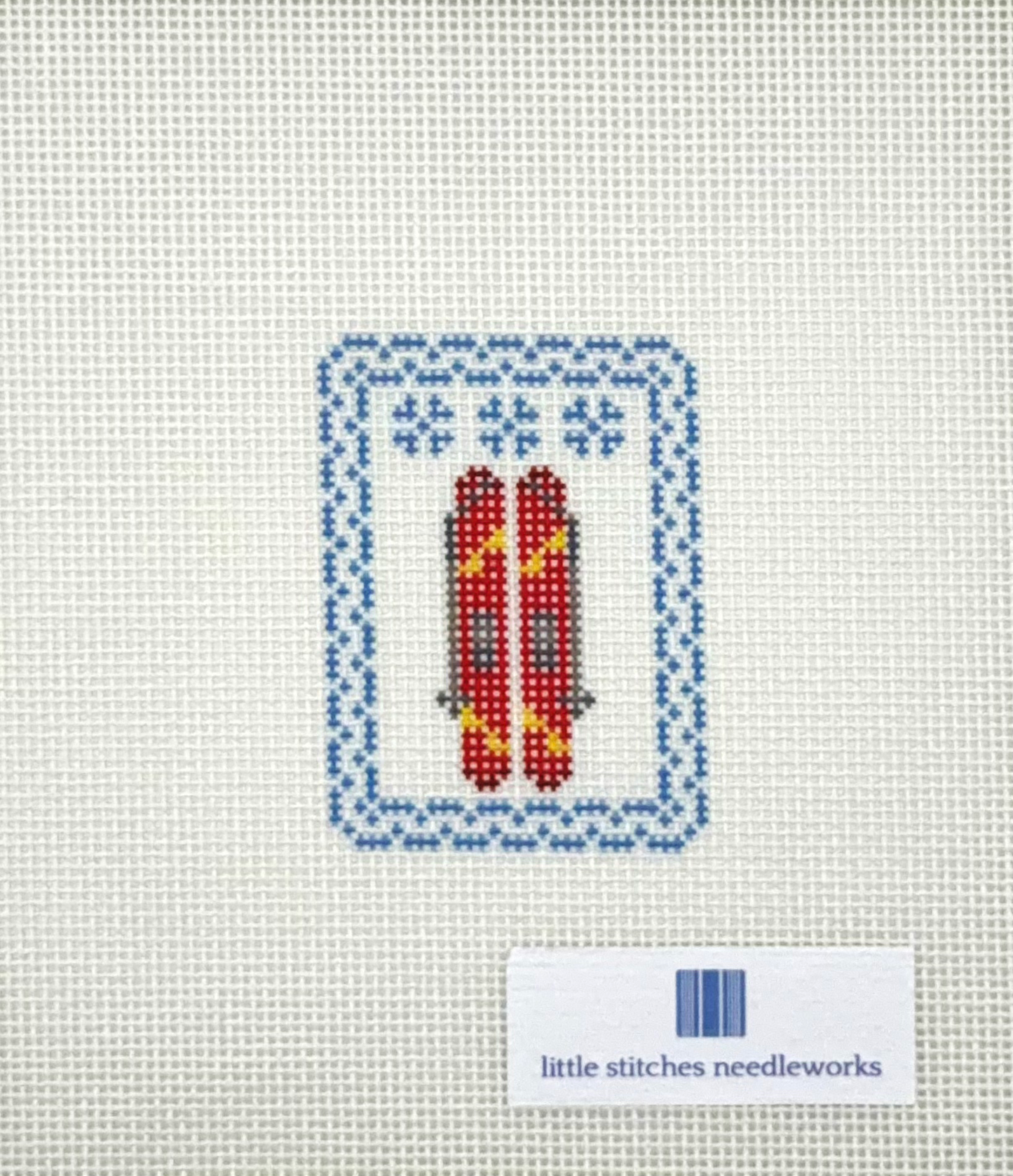 Little Stitches Needleworks Ski Patch Hand Painted Needlepoint Canvas