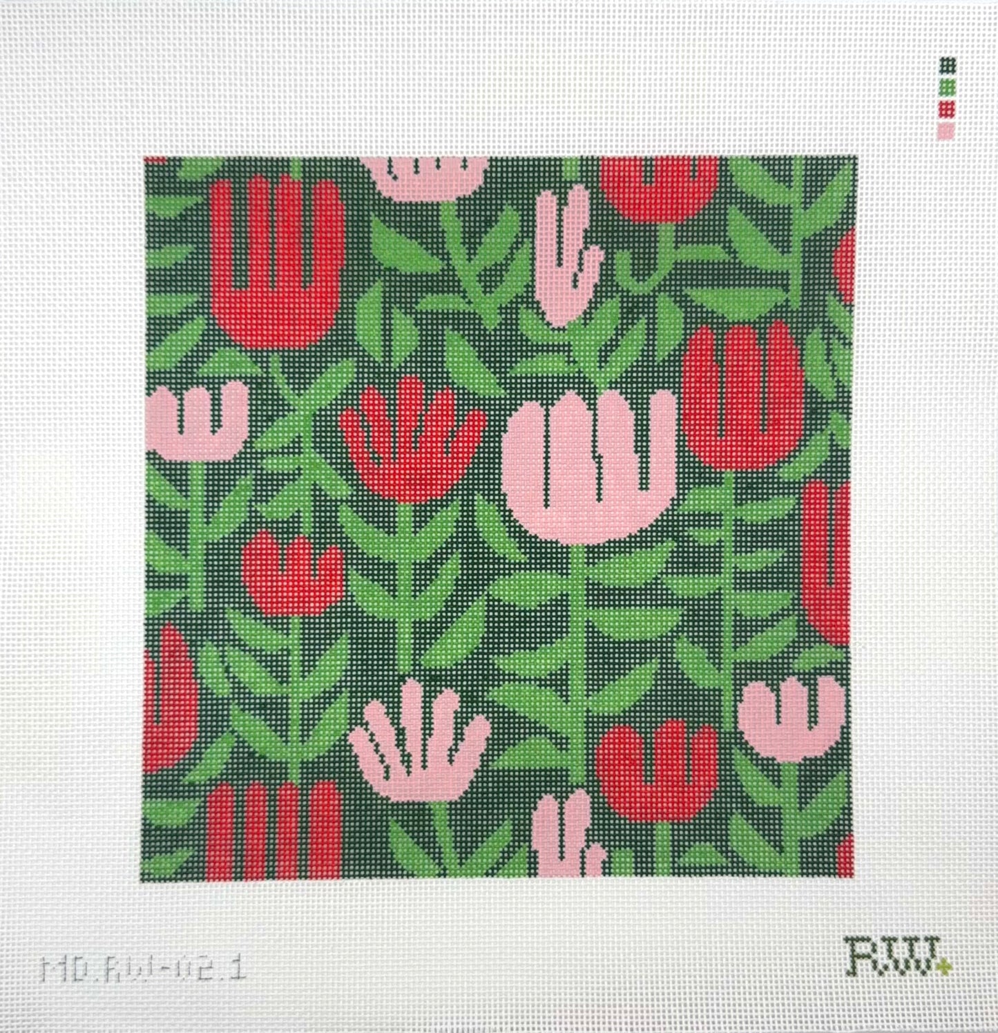 Rachel Westhead Designs for Mopsey Designs Abstract Tulips Needlepoint Canvas