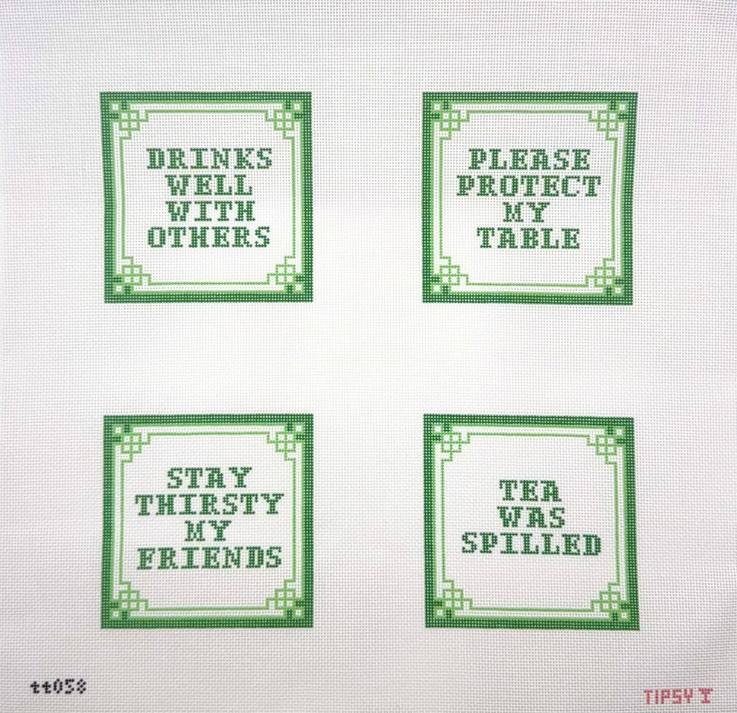 Threaded and Tipsy Witty Coasters Needlepoint Canvas