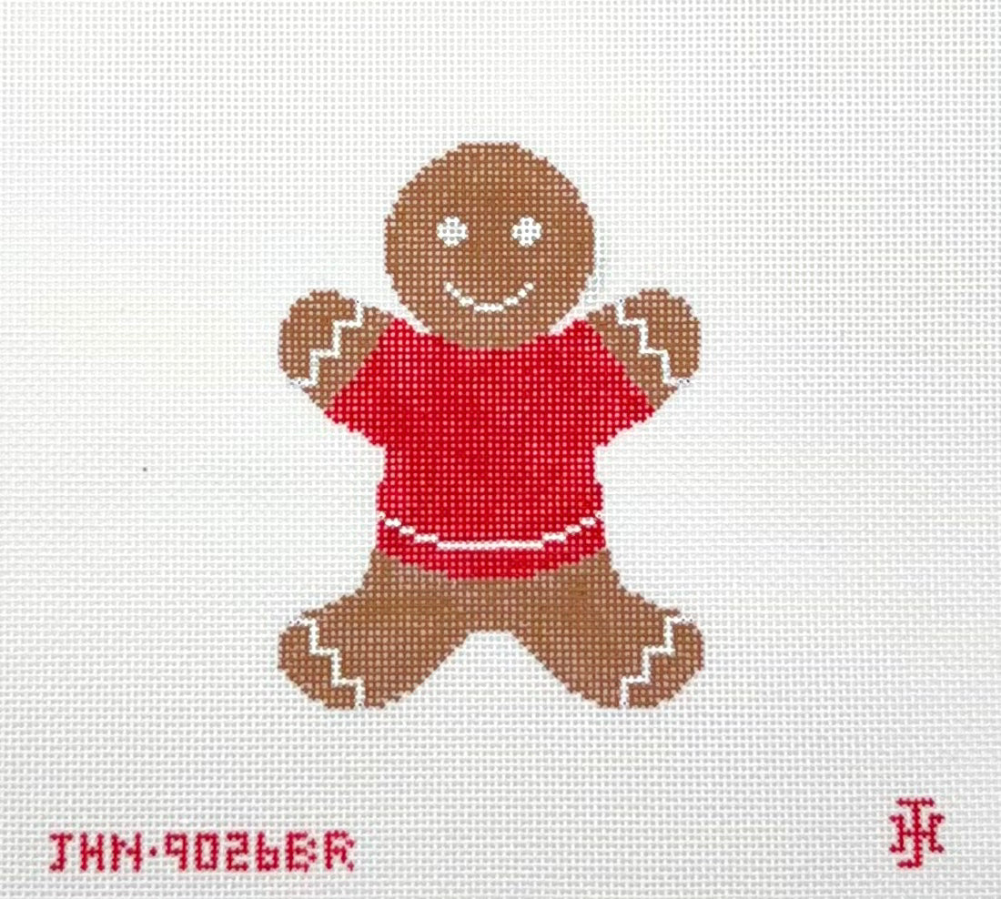 Jennifer Hall Needlepoint Red Gingerbread Boy Hand Painted Needlepoint Canvas