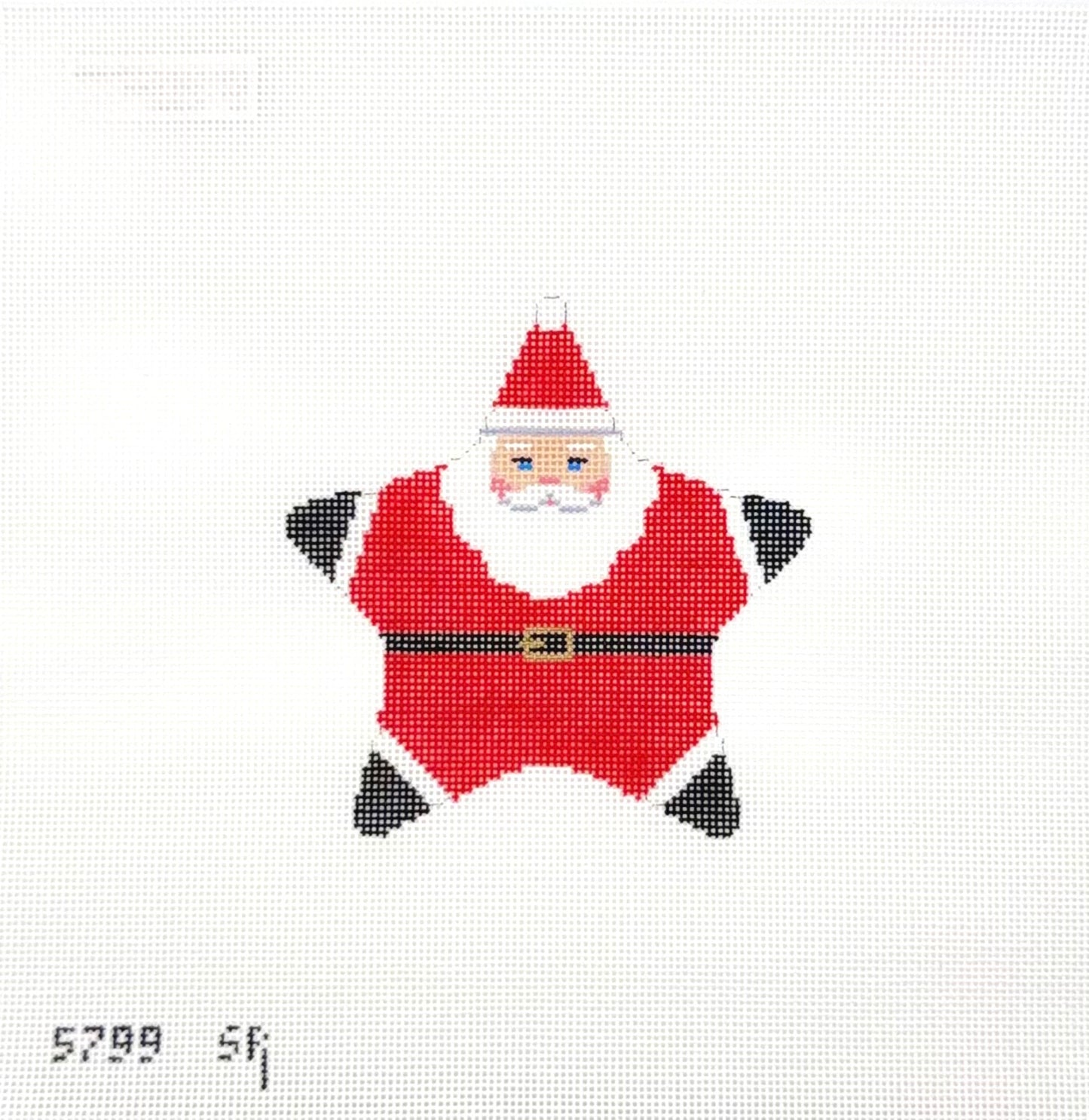 Susan Roberts Needlepoint Star Santa Red Suit Hand Painted Needlepoint Canvas