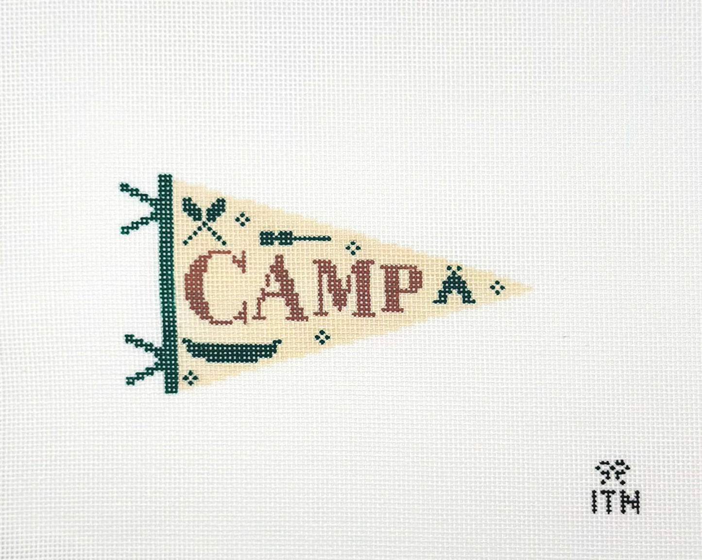Ivy Thread Needlepoint Camp Pennant Banner Hand Painted Needlepoint Canvas