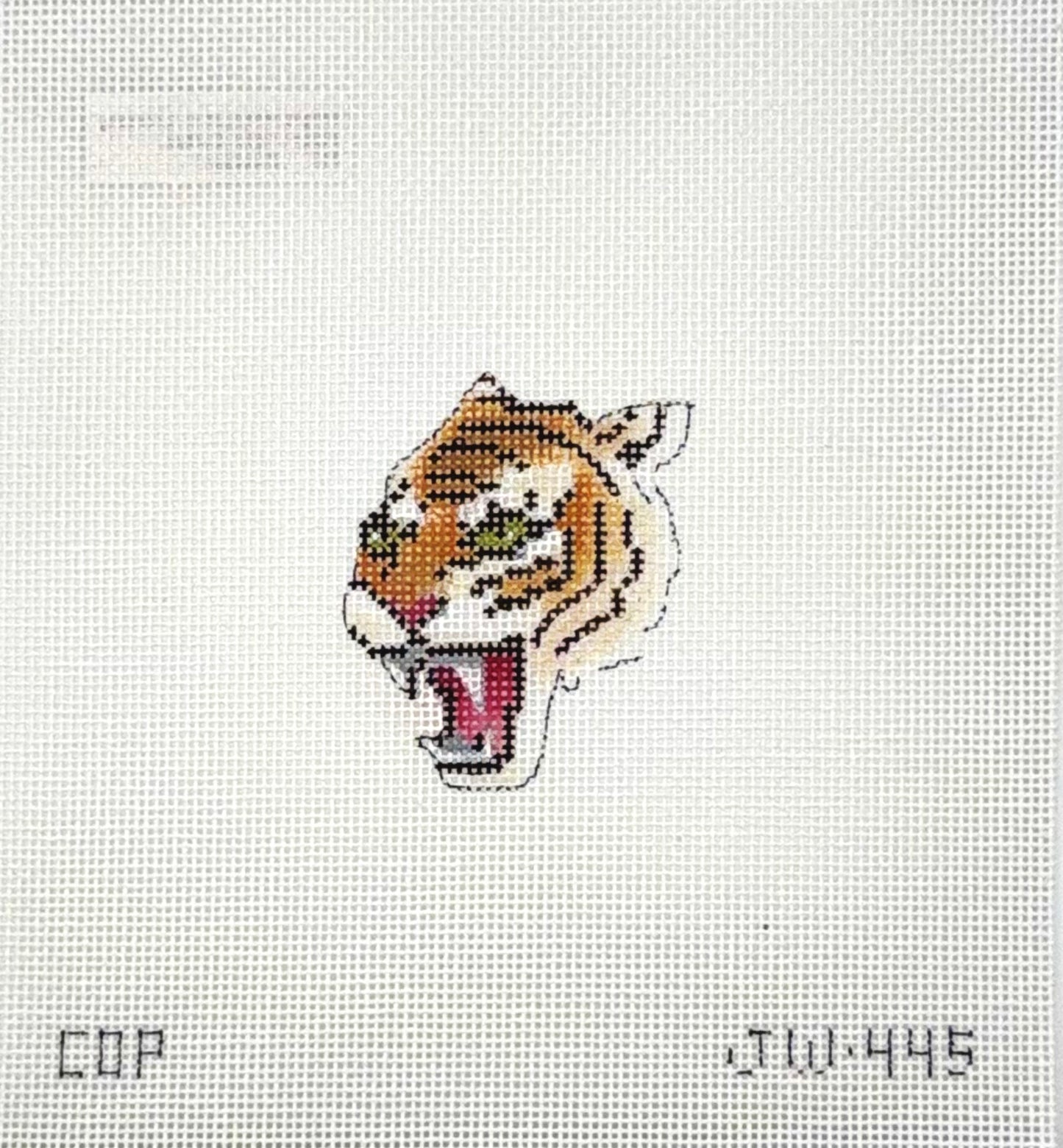 Colors of Praise Playful Tiger Portrait Hand Painted Needlepoint Canvas