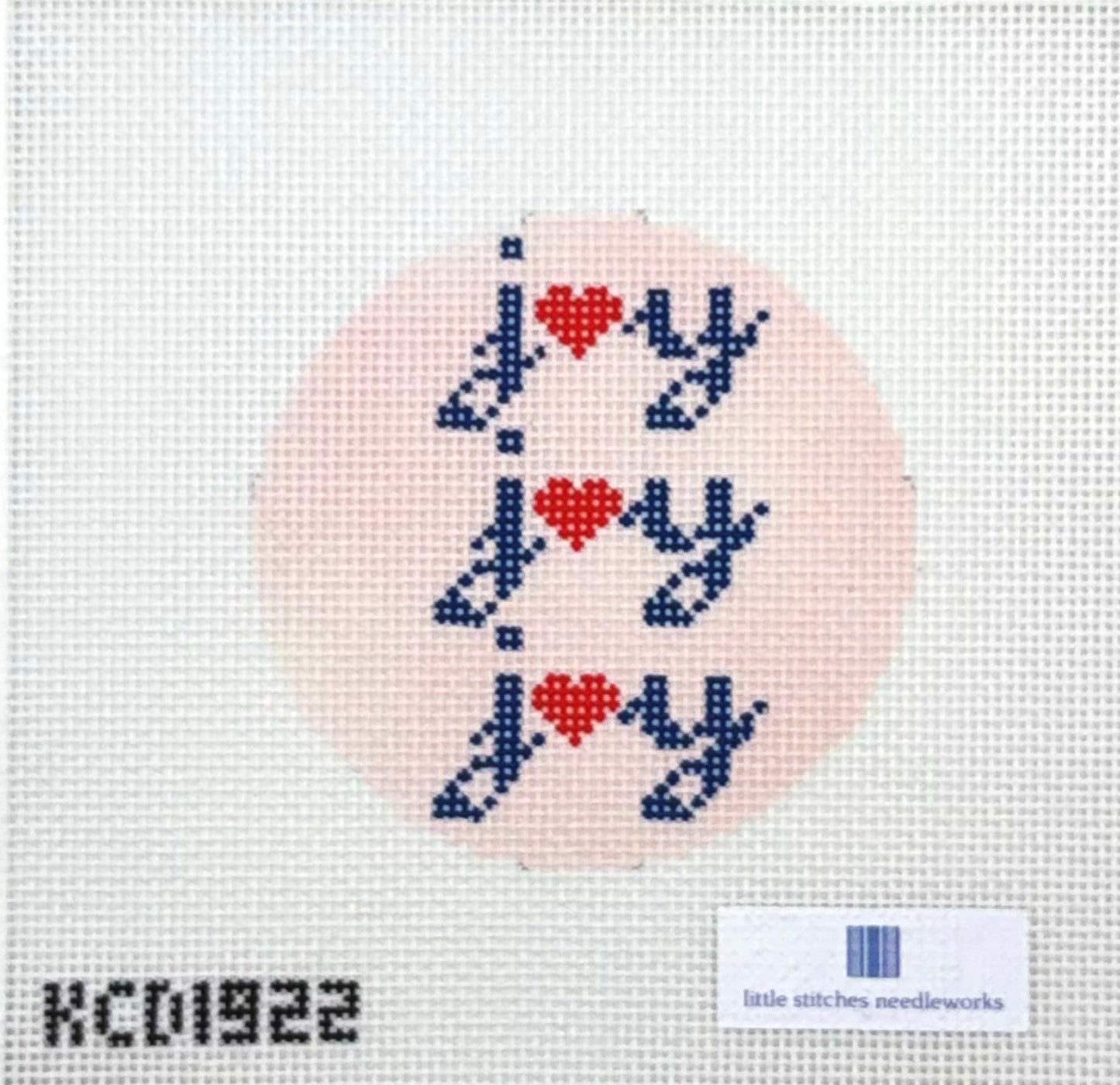 Little Stitches Needleworks Joy Joy Joy Ornament Hand Painted Needlepoint Canvas