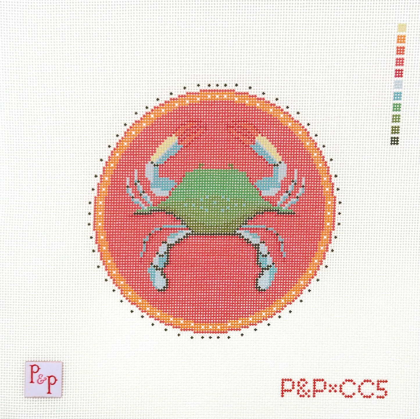 Penny & Penny Coastal Crab Hand Painted Needlepoint Canvas