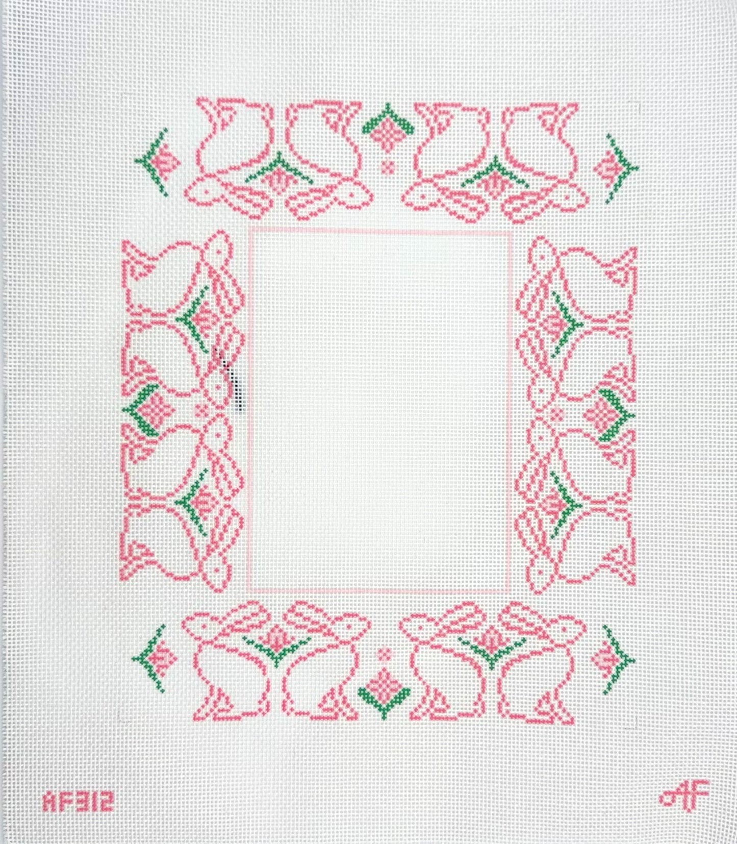 Anne Fisher for Stitch Style Needlepoint Bunny Rabbit Frame Hand Painted Needlepoint Canvas