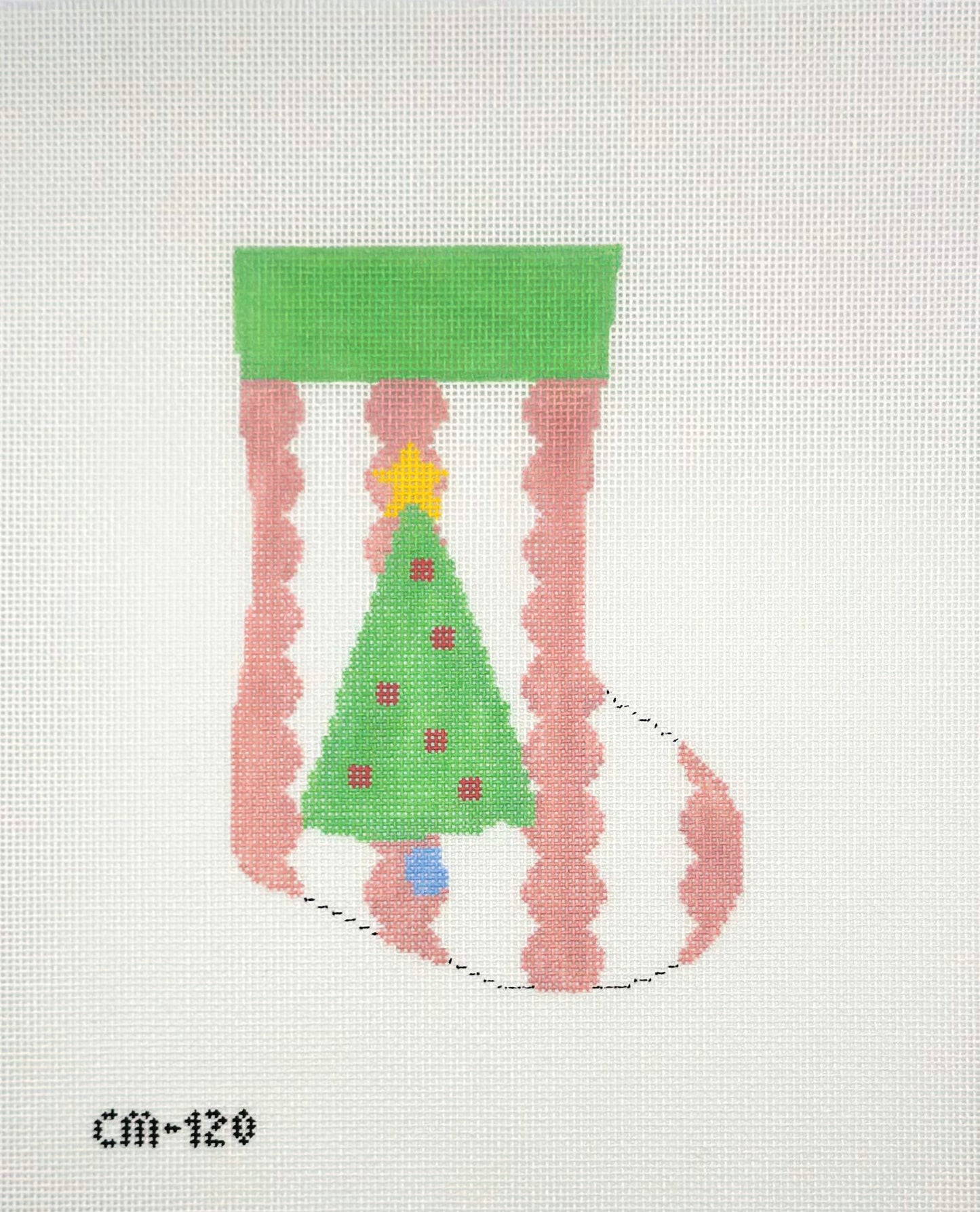 The Needle Bug Christmas Tree Mini Stocking Hand Painted Needlepoint Canvas