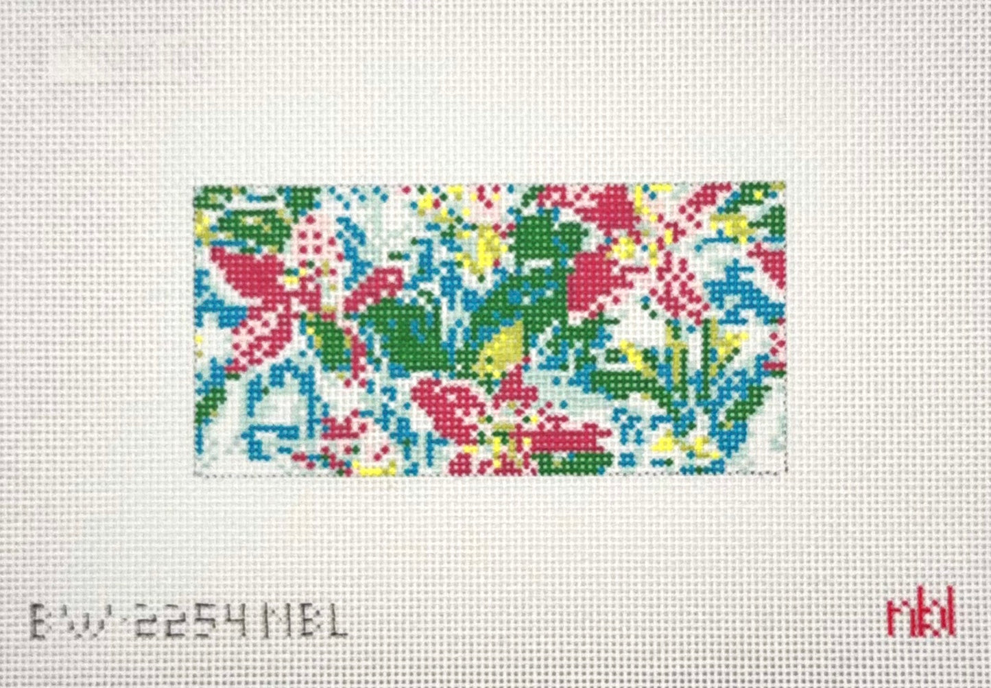 Needlepoint by Laura for Blue Waters Needlepoint Sunnies Pink Floral Needlepoint Canvas