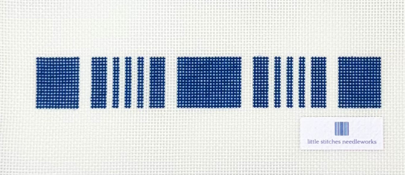 Little Stitches Needleworks Ticking Key Fob ~ Blueberry