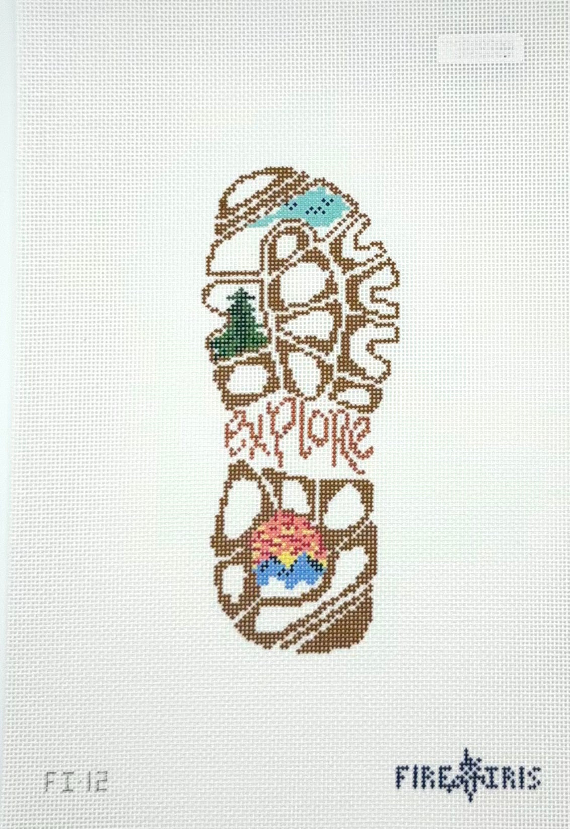 Fire and Iris Explore More Hand Painted Needlepoint Canvas