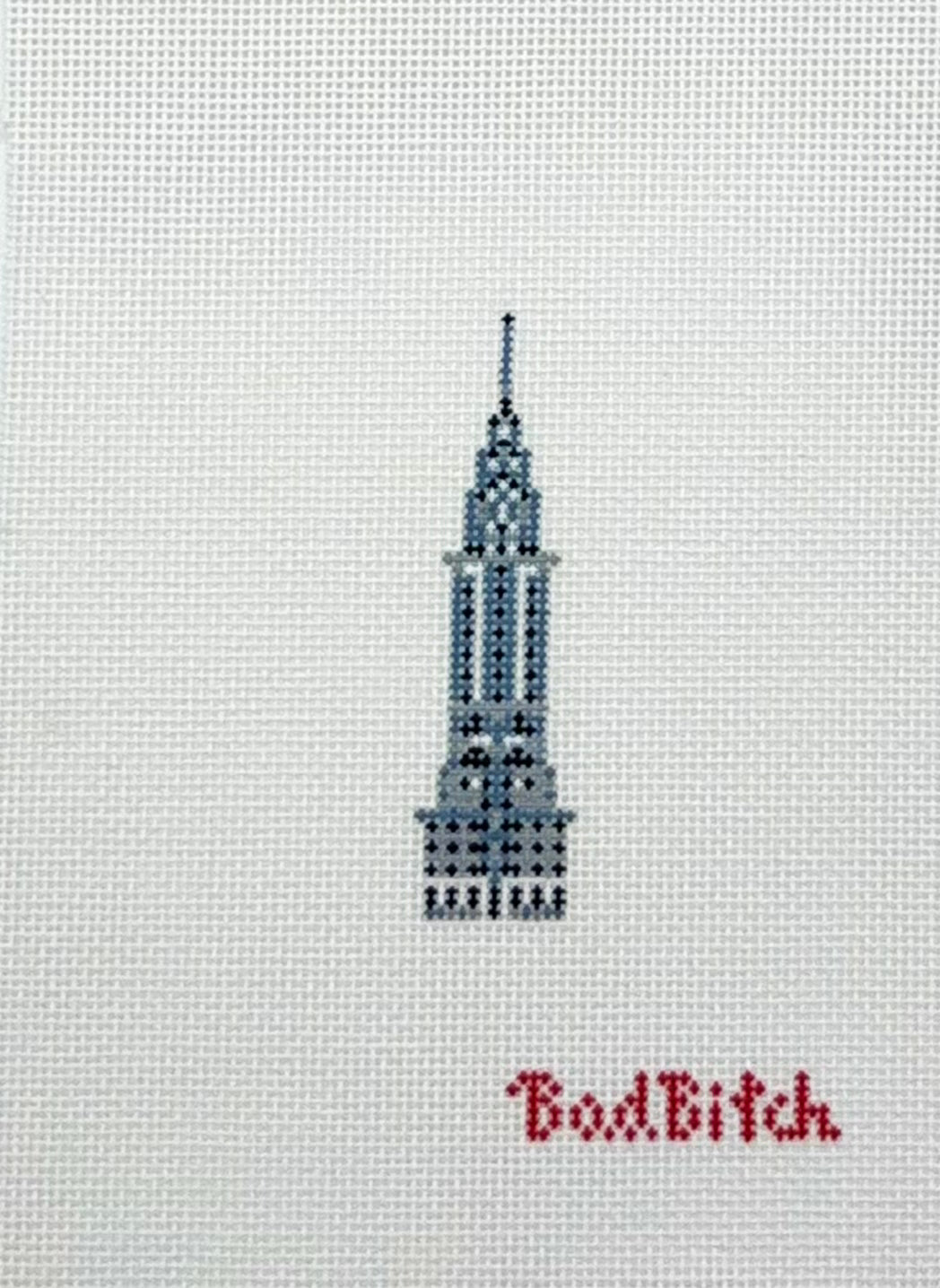 Bad Bitch Needlepoint Chrysler Building Hand Painted Needlepoint Canvas