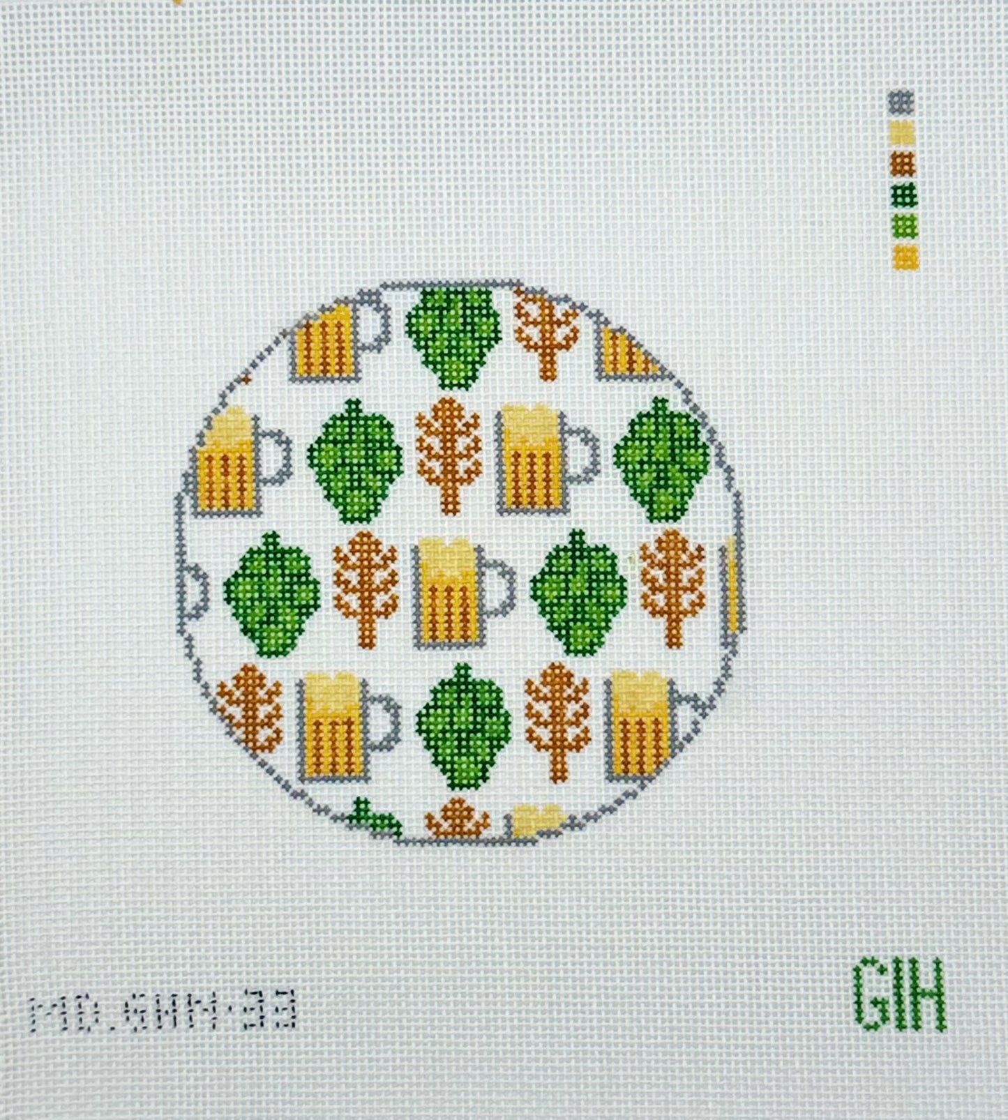Green Heart Needlepoint for Mopsey Designs Beer Round Coaster Needlepoint Canvas