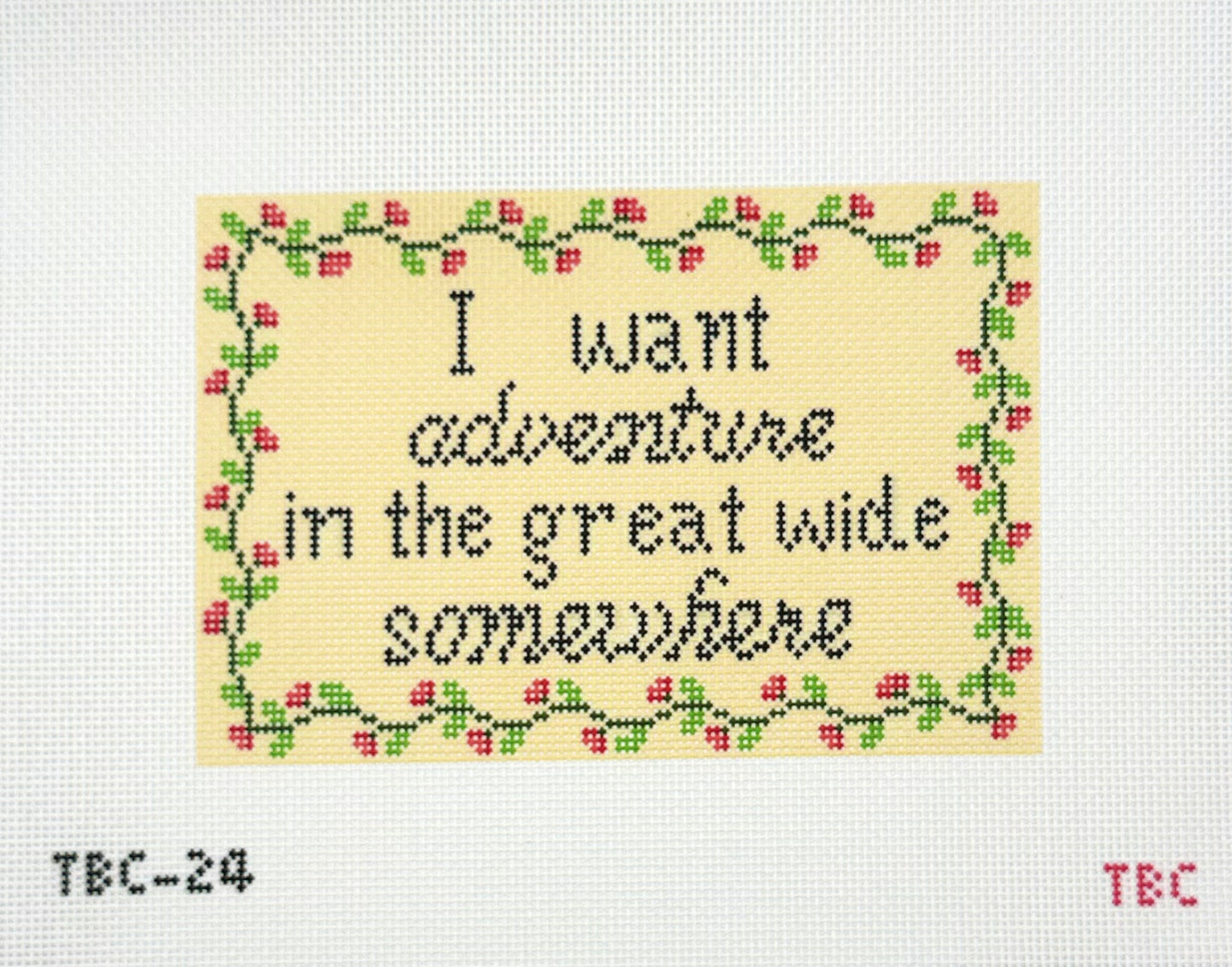The Book Canvas for Mopsey Designs I Want Adventure Needlepoint Canvas