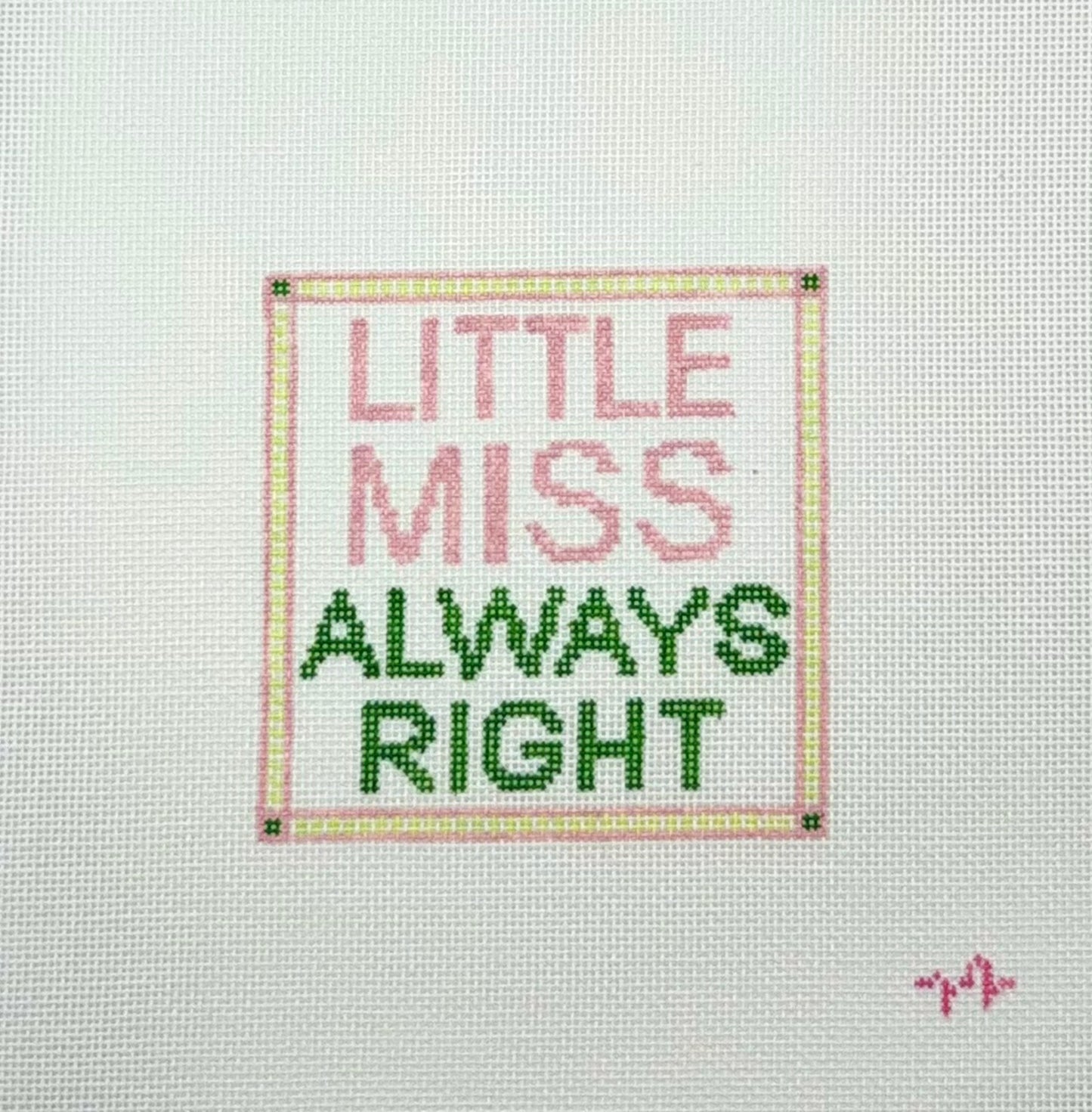 Code Thread Needlepoint Little Miss Always Right Hand Painted Needlepoint Canvas