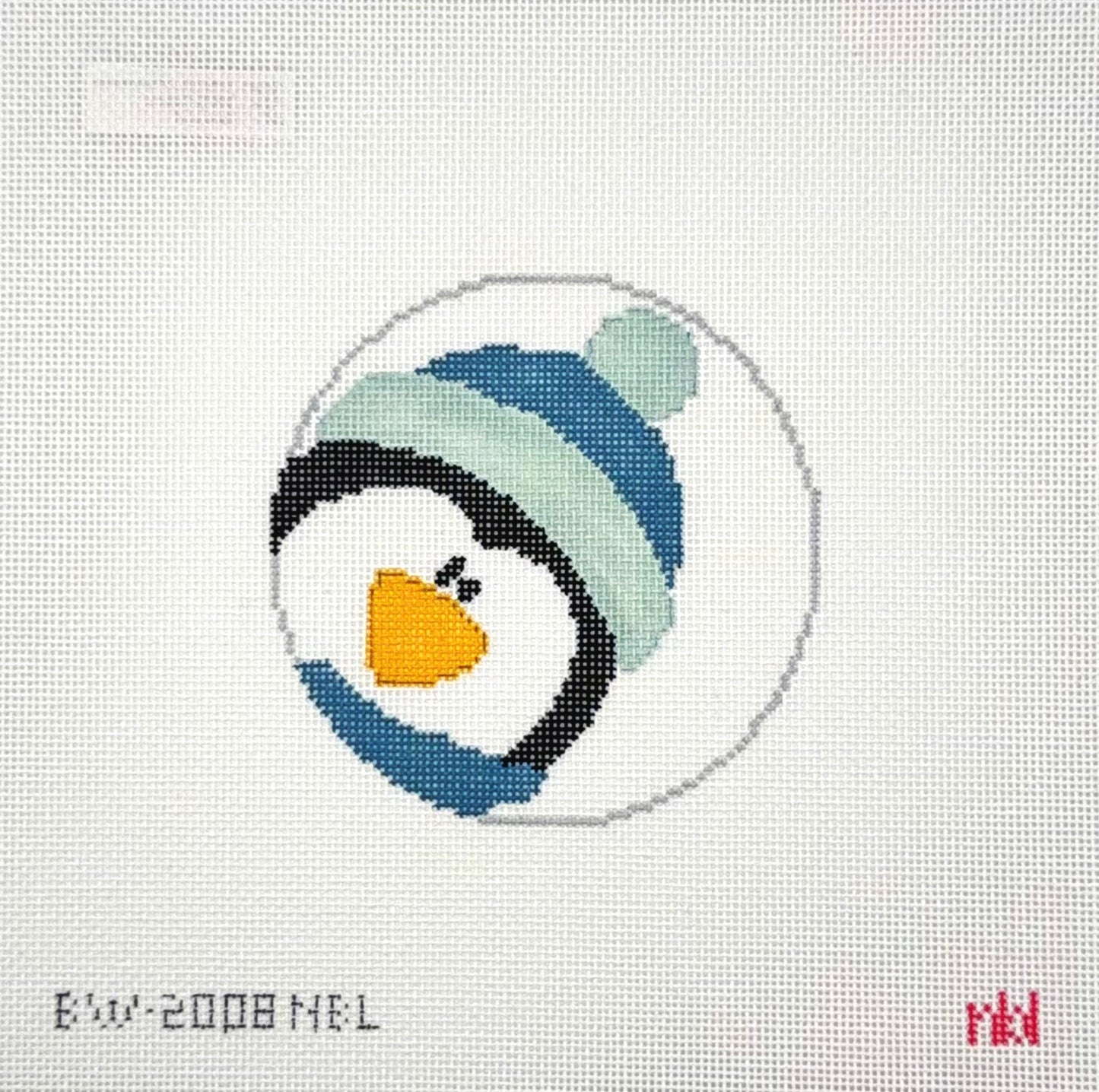 Needlepoint by Laura for Blue Waters Needlepoint Profile Penguin Ornament Needlepoint Canvas