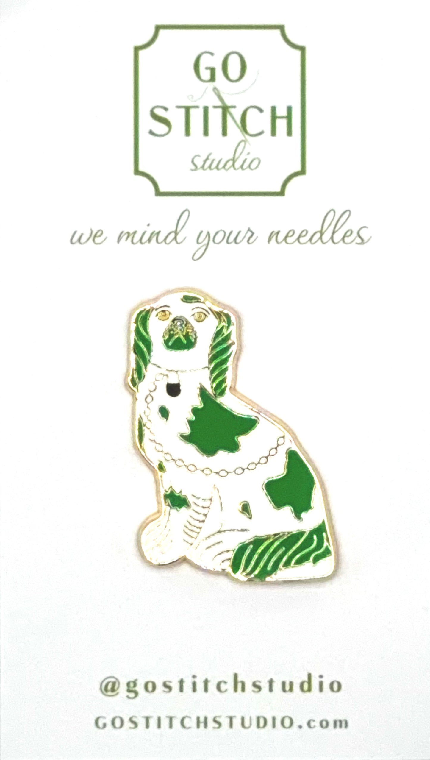 Go Stitch Studio Green Staffordshire Dog Needle Minder