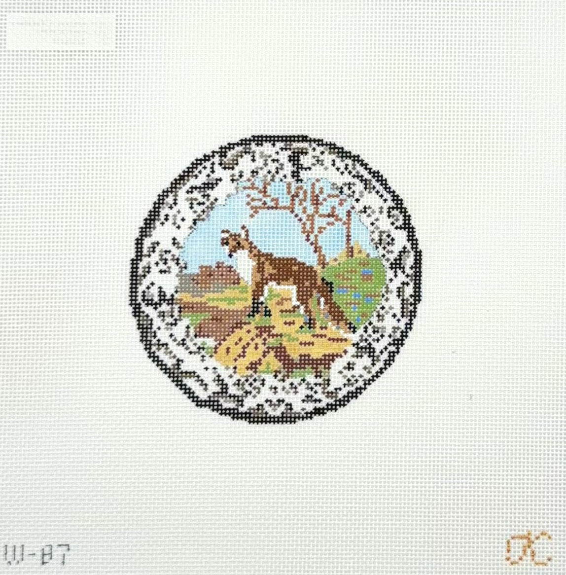 Fox Transferware Plate by Kate Woodward for The Gingham Stitchery Needlepoint Canvas