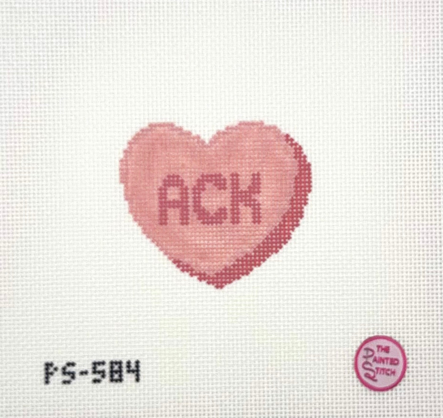 The Painted Stitch Nantucket Conversation Heart Hand Painted Needlepoint Canvas