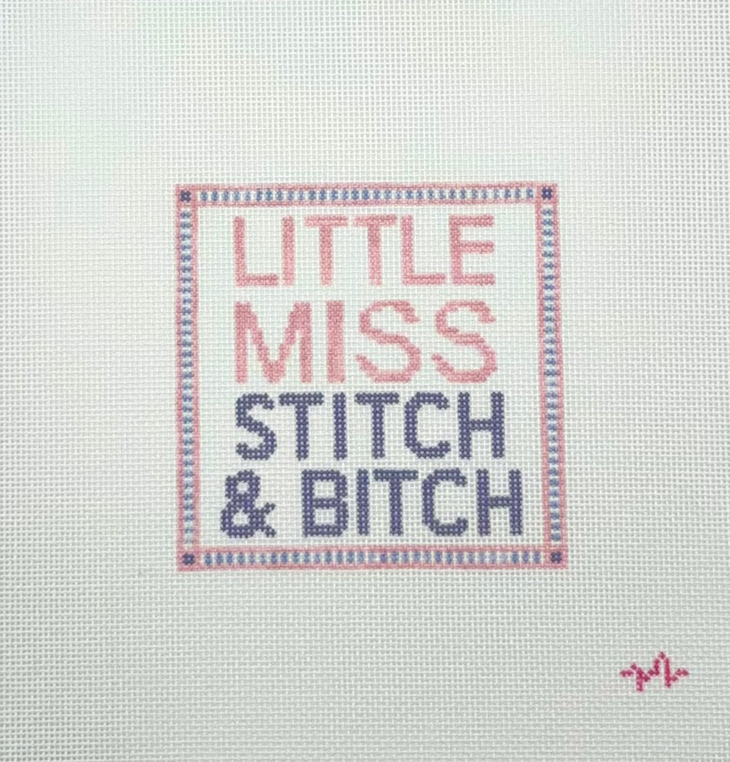 Code Thread Needlepoint Little Miss Stitch & Bitch Hand Painted Needlepoint Canvas