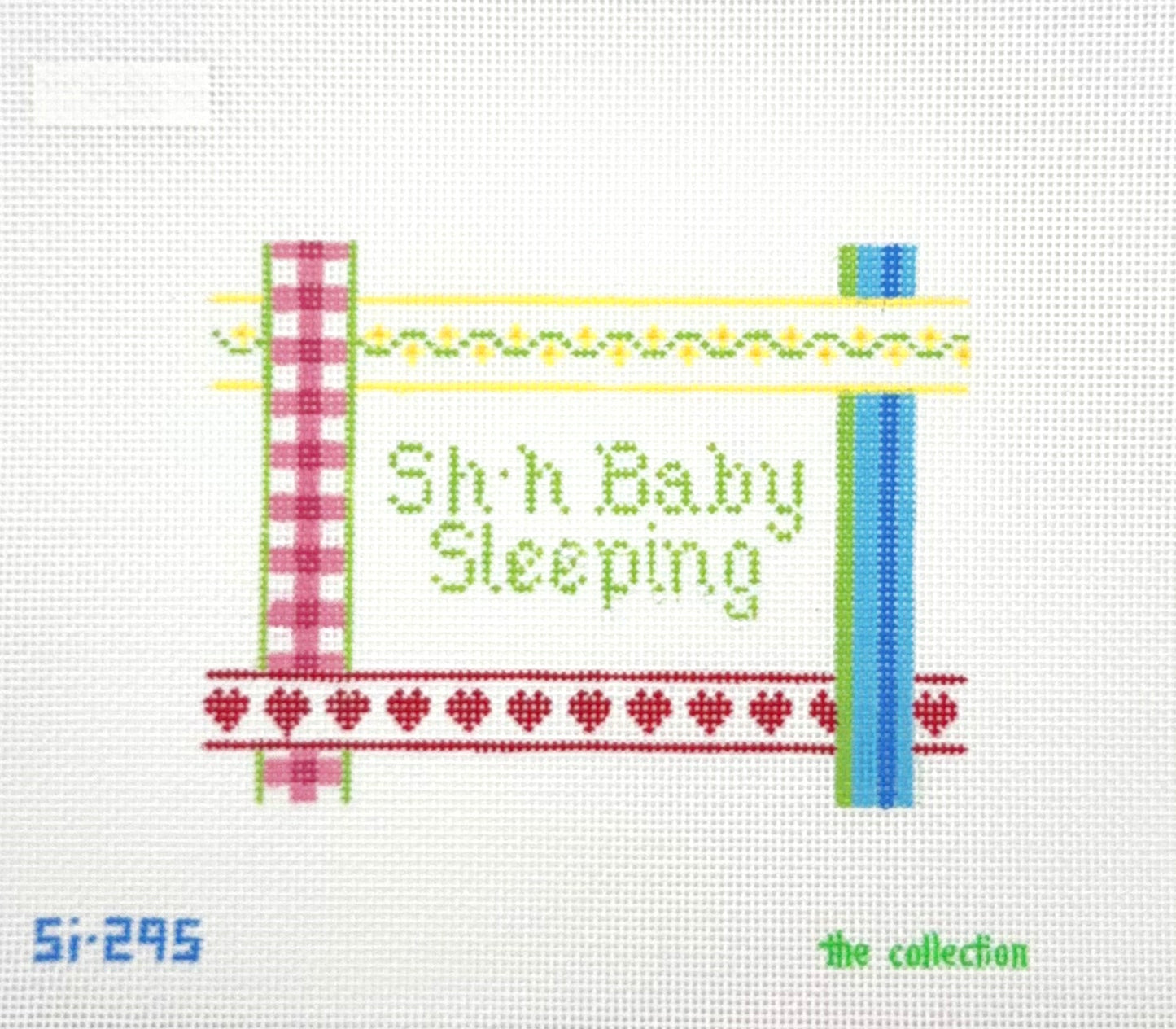 The Collection Designs Shh Baby Sleeping Ribbons Hand Painted Needlepoint Canvas