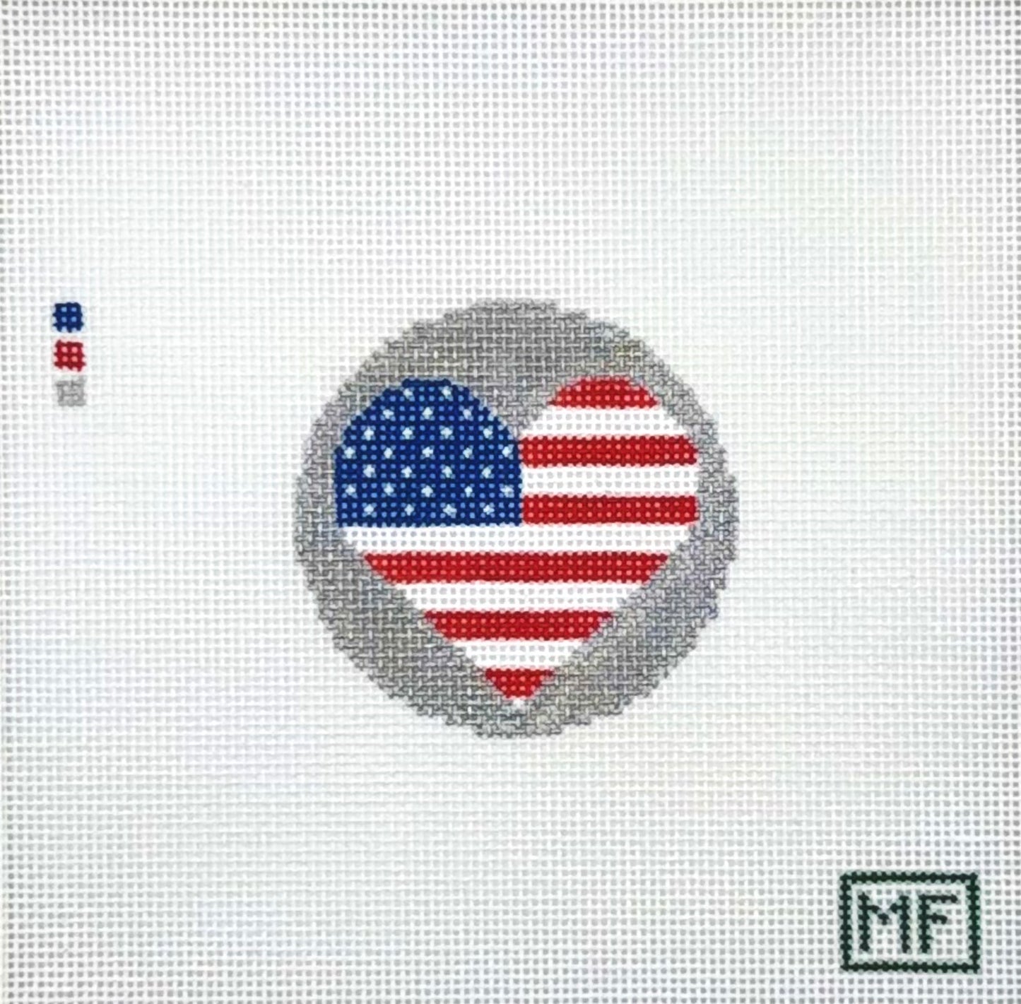 MF Needlepoint Heart Flag United States of America Needlepoint Canvas