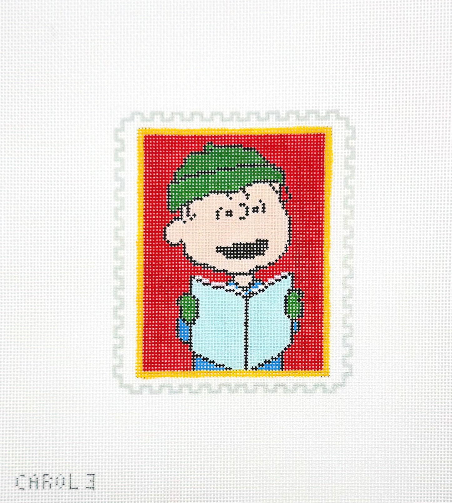 Officially Needlepoint PEANUTS Stamp Caroler - Linus Hand Painted Needlepoint Canvas