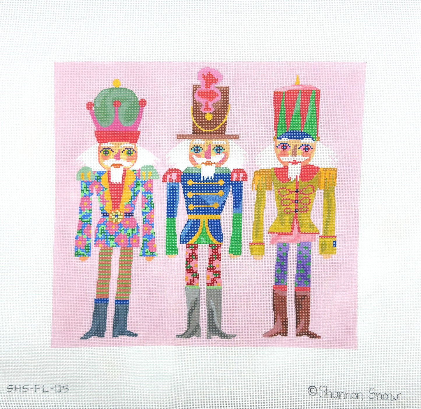 Kate Dickerson Trio of Nutcrackers Pillow Hand Painted Needlepoint Canvas