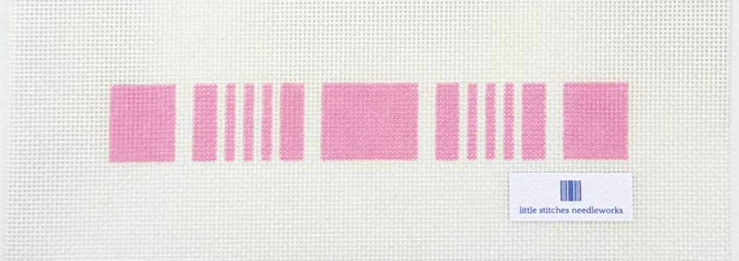 Little Stitches Needleworks Ticking Key Fob ~ Pink Lemonade