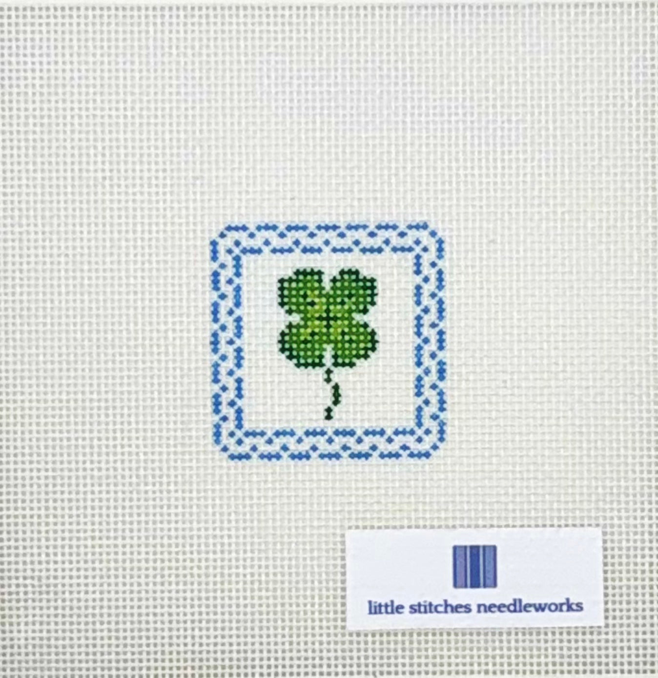 Little Stitches Needleworks Lucky 4 Leaf Clover Patch Hand Painted Needlepoint Canvas