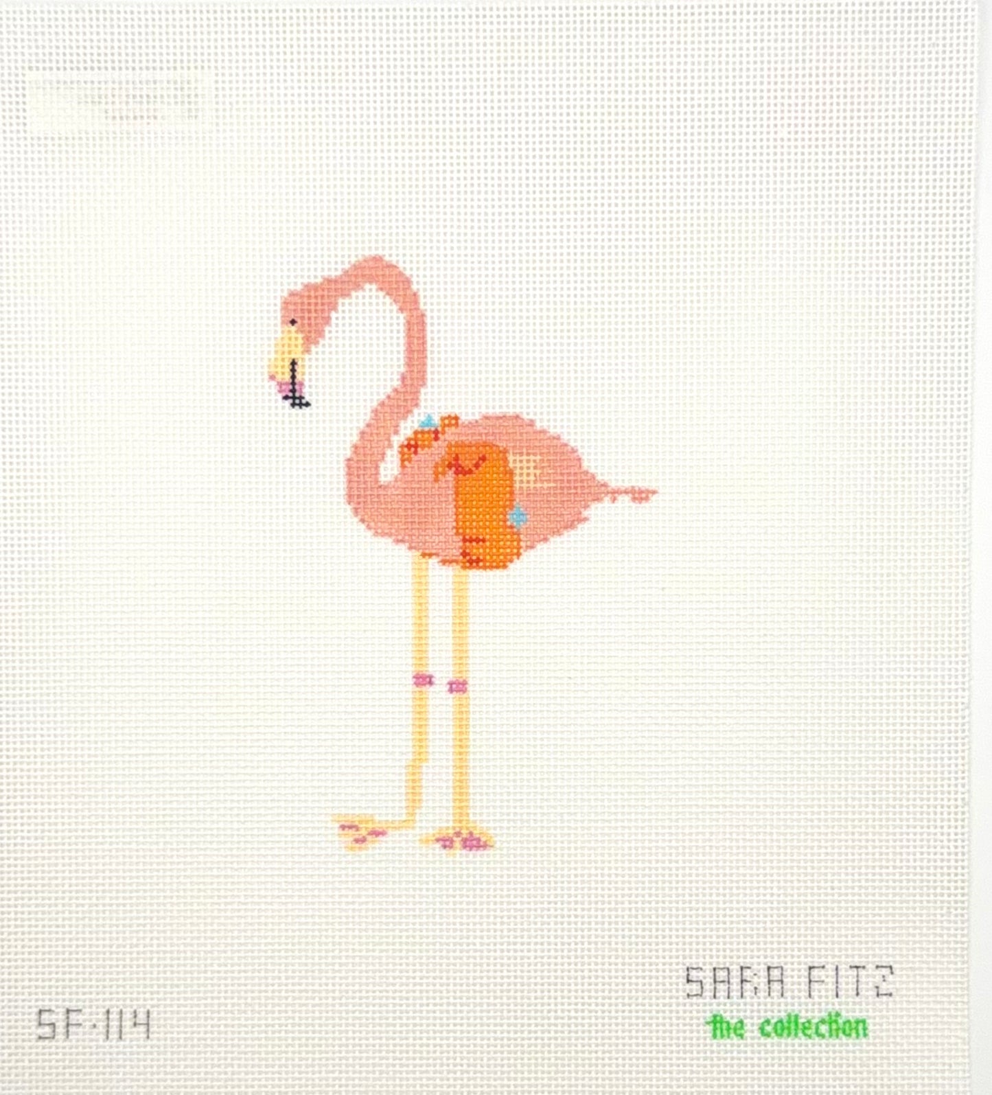 Sara Fitz for The Collection Designs Flamingo Hand Painted Needlepoint Canvas