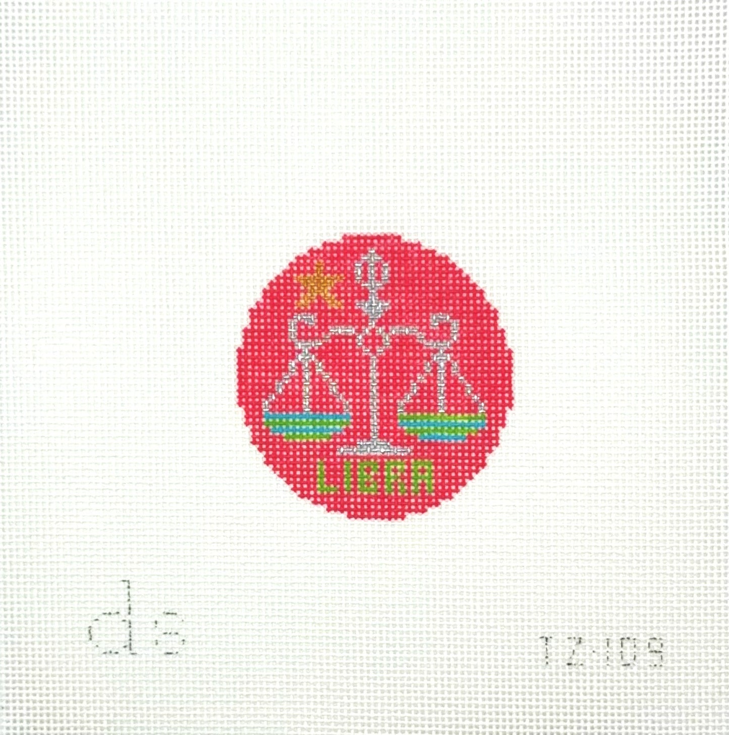 Doolittle Stitchery Libra Tag Hand Painted Needlepoint Canvas