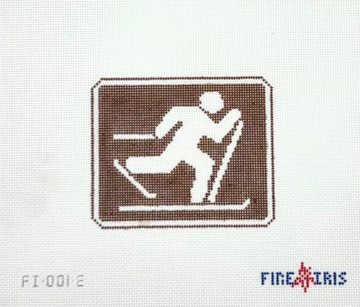 Fire and Iris Cross Country Skiing Outdoor Recreation Sign Hand Painted Needlepoint Canvas