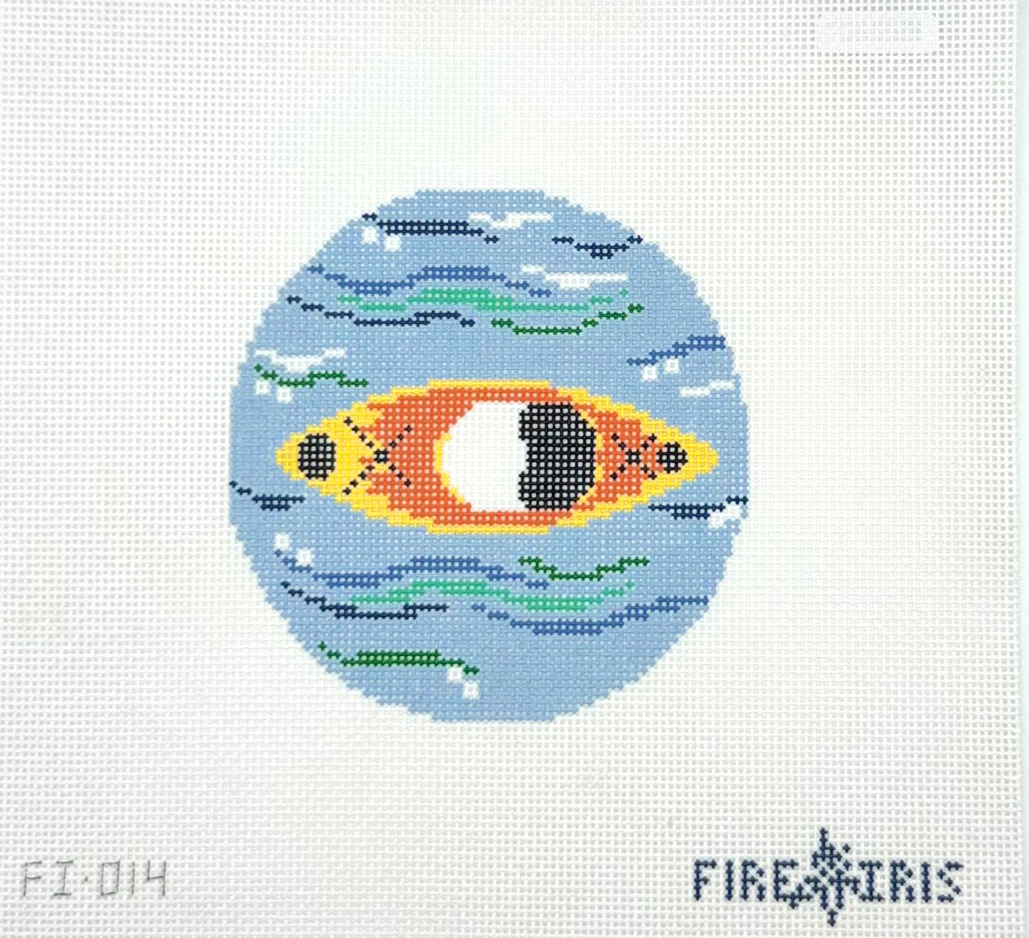 Fire and Iris Without A Paddle Hand Painted Needlepoint Canvas