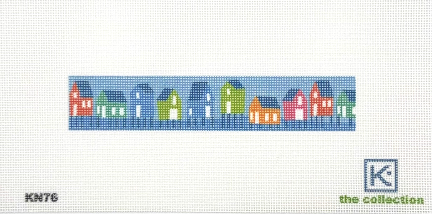 Kate Nelligan for The Collection Designs Houses Key Fob Printed Needlepoint Canvas